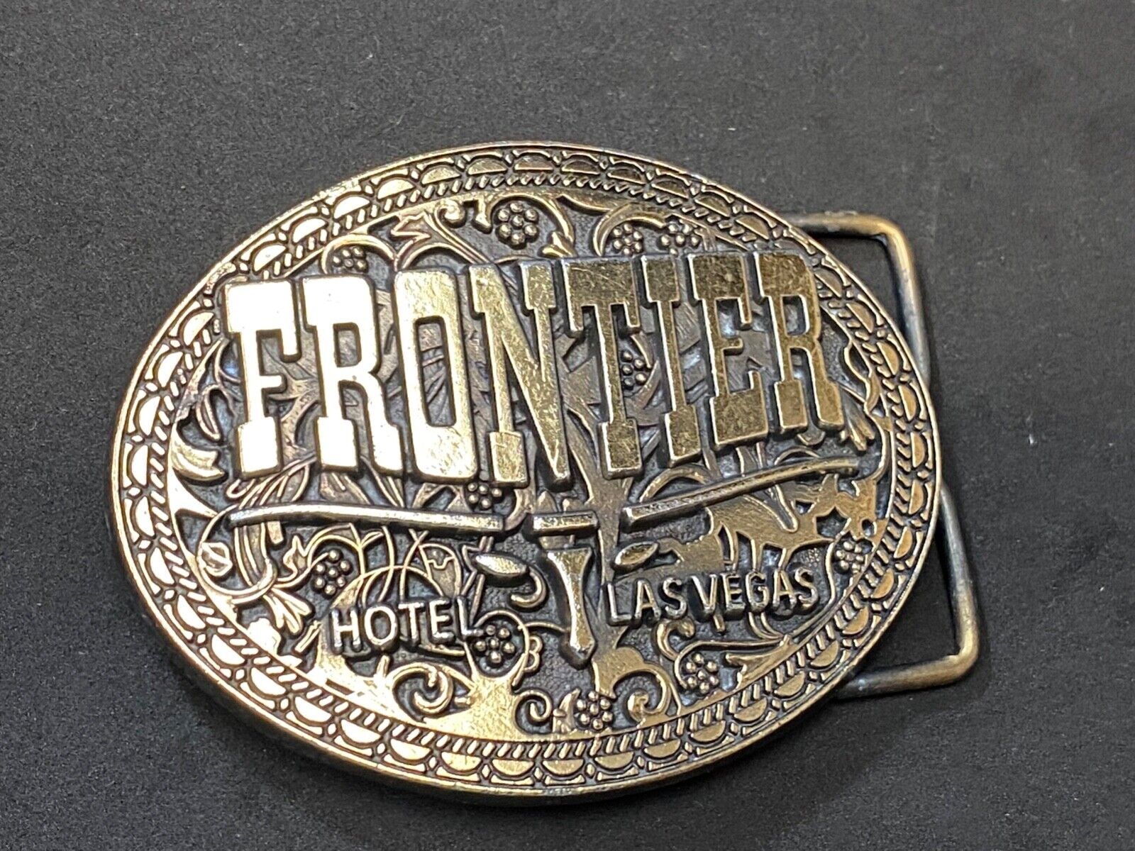 Vintage Frontier Hotel Old Las Vegas Belt Buckle Casino Nevada Western Longhorn