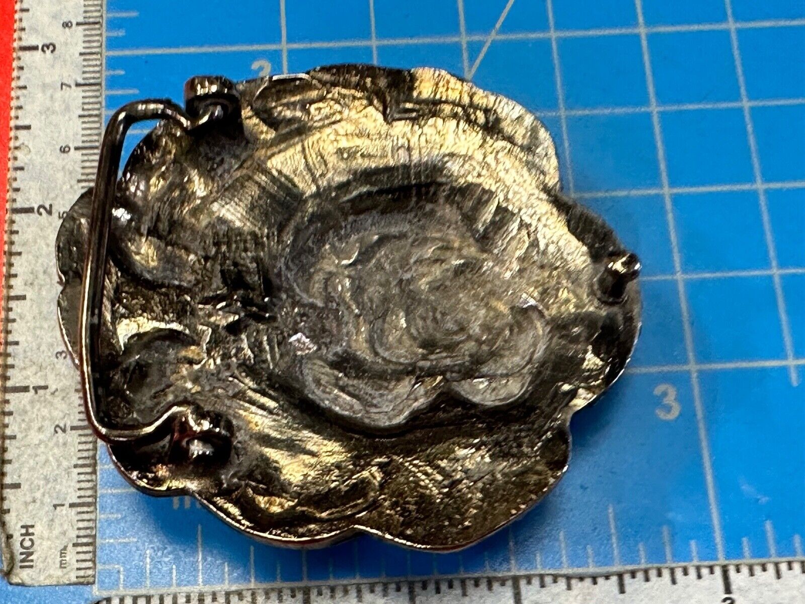 Artisan flower Rose - Vintage silver tone figural belt buckle