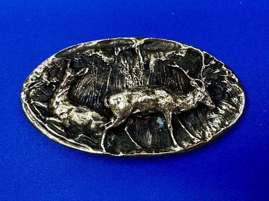 Two deer in nature Vintage Belt Buckle by Adezy - Hunters Gift!