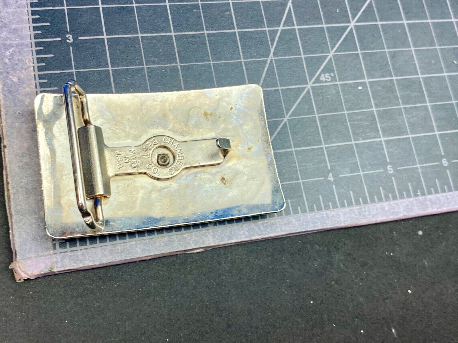 Vintage Chambers western Saddle Belt Buckle with cattle branding symbols 