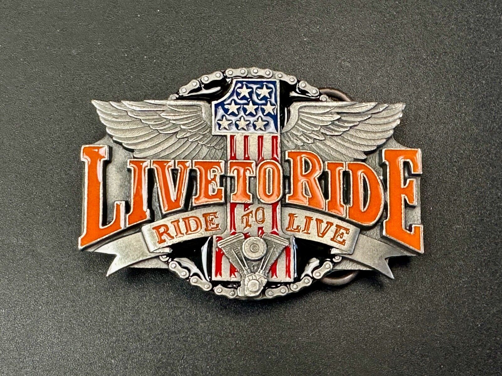 #1 Live to ride - Eagle Flag Bikers Motorcycles X-7 Siskiyou belt buckle