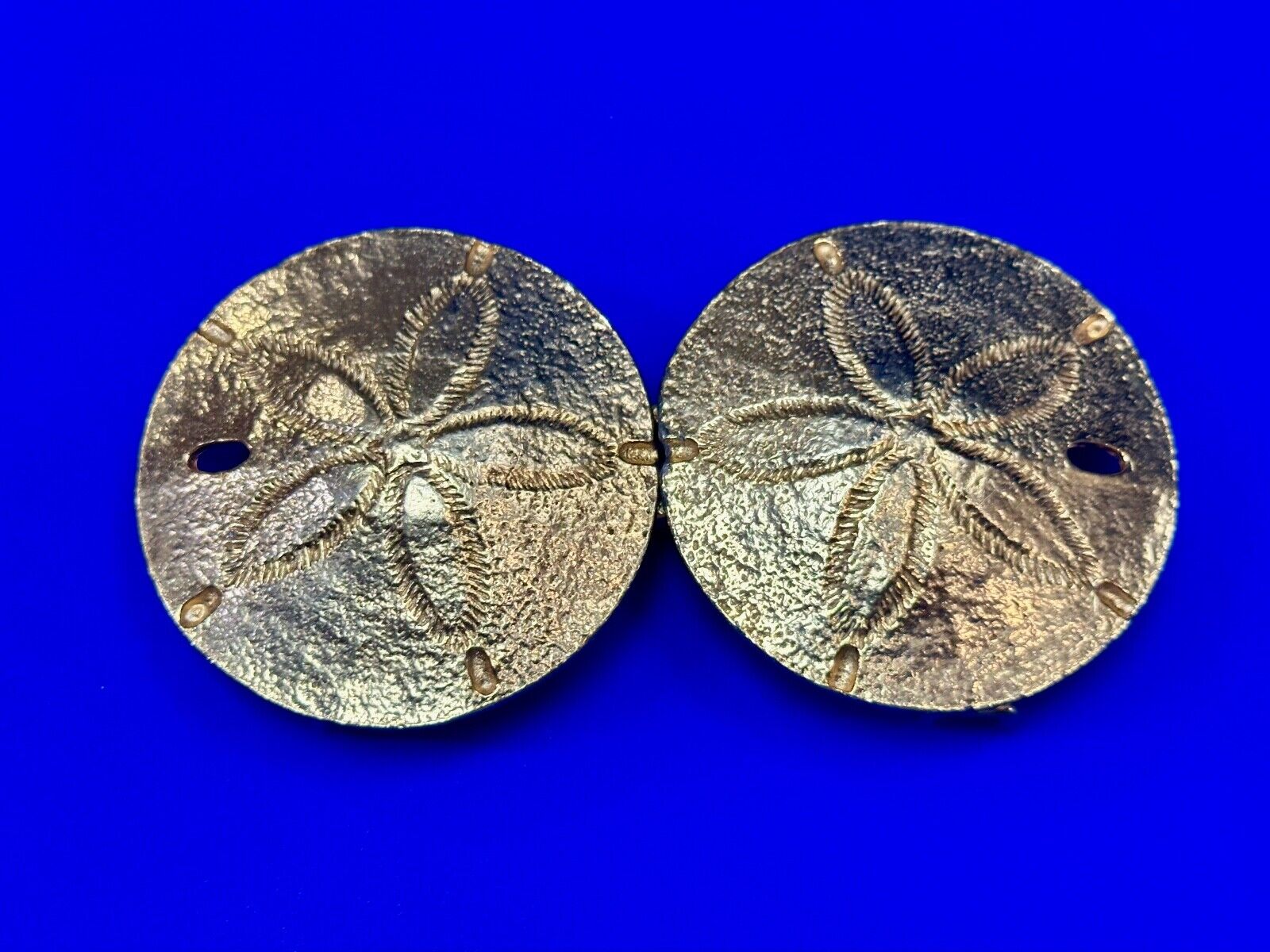 Two piece interconnecting Sand Dollars  vintage belt buckle by Mimi Di N