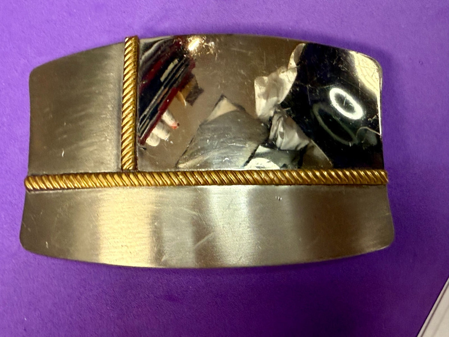 Vintage Gold Rope Design Reflective Nickel Silver Belt Buckle
