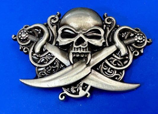 Vampire Teeth Skull - Soward's & Snakes cutout belt buckle
