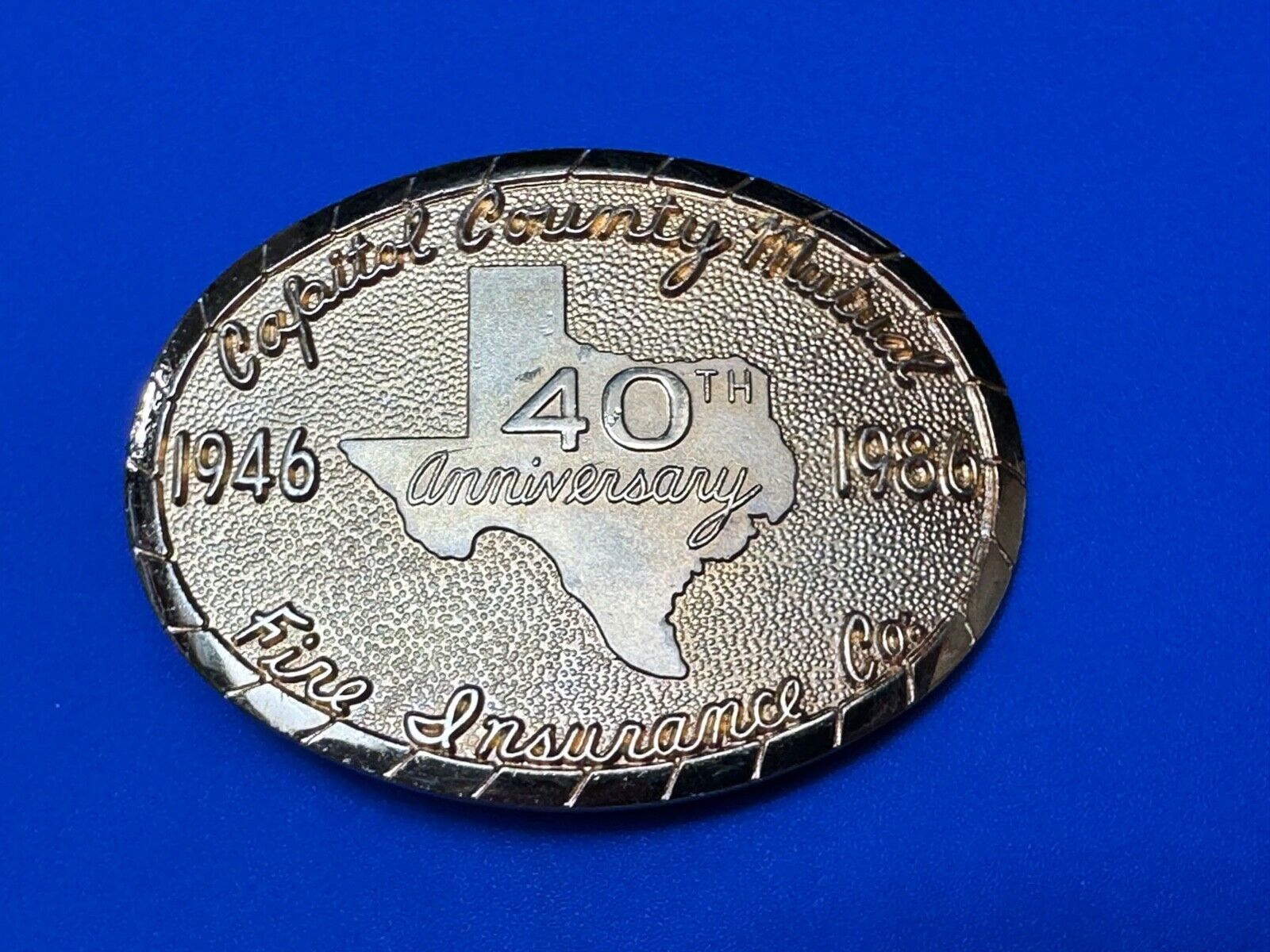 80's Texas  - capitol county mutual - Fire Insurance Company Balfour belt buckle