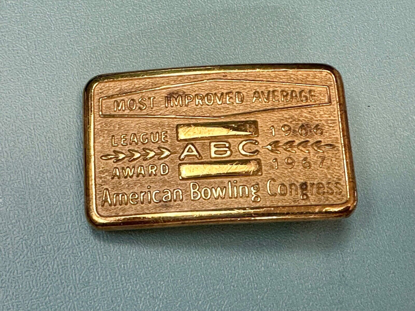 1966 - 67  MOST IMPROVED BOWLING AVERAGE - BLANK -  BELT BUCKLE ABC LEAGUE AWARD