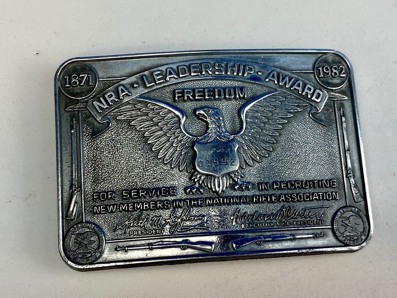 NRA Leadership Award - Freedom belt buckle - service in recruiting