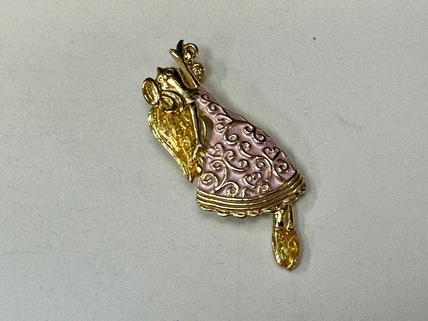 AAI vintage two tone rhinestone accented Holliday angel brooch pin