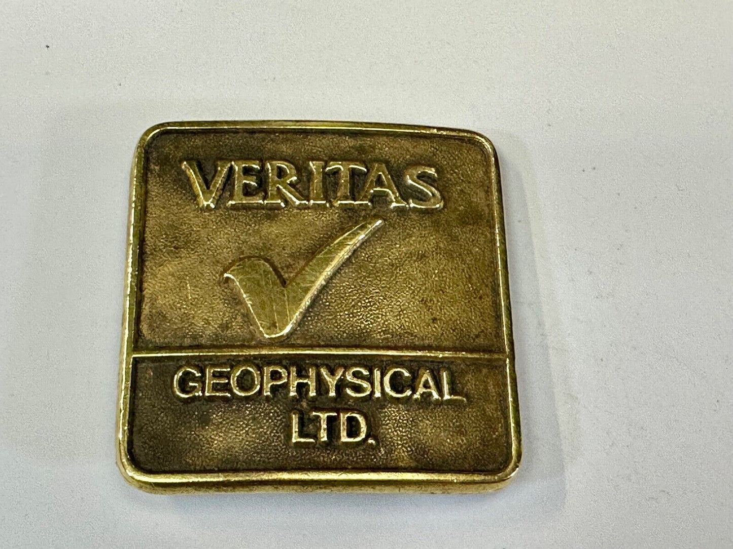 Veritas Geophysical Ltd CGG Alberta Canada vintage adverting belt buckle