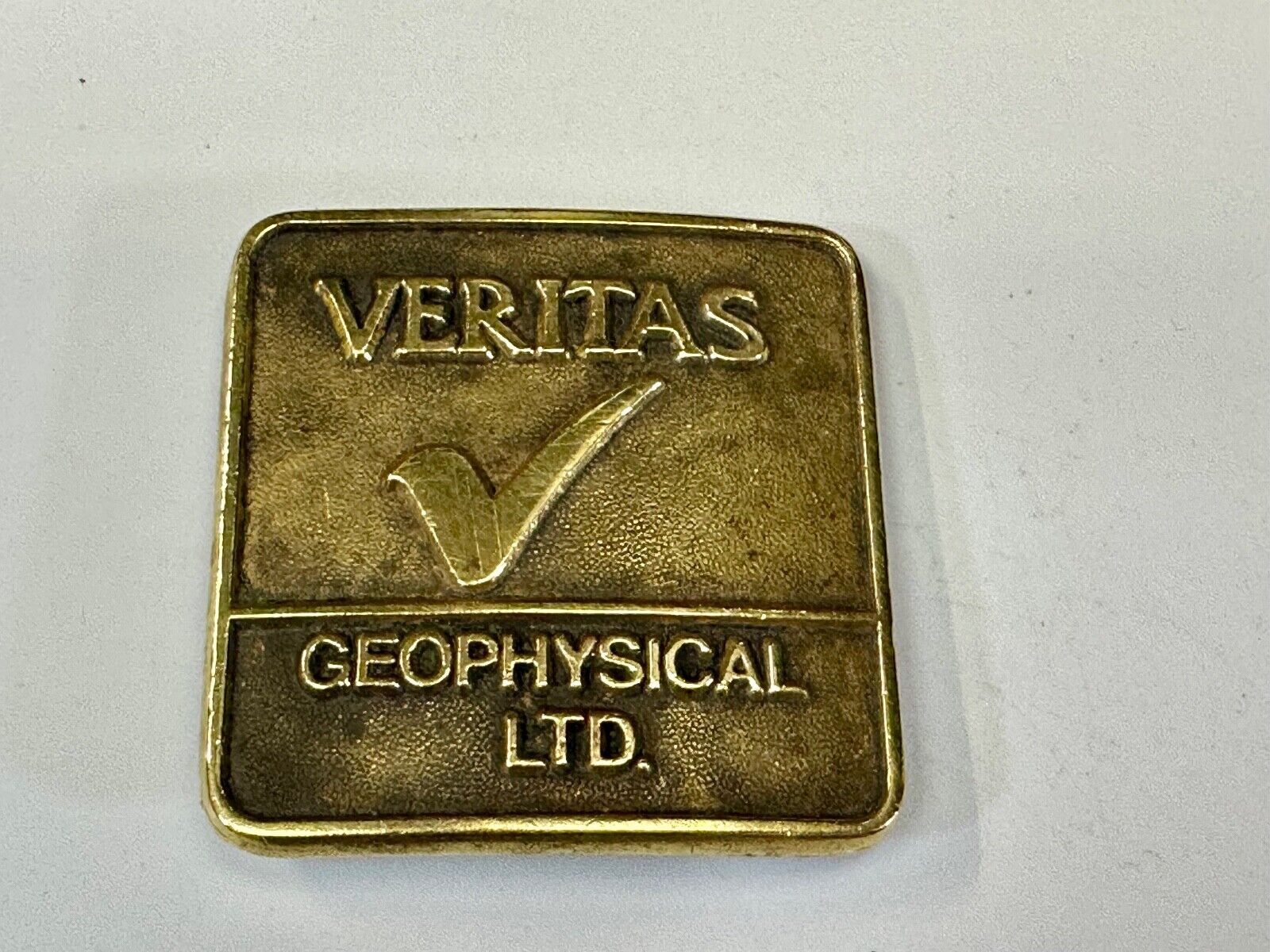 Veritas Geophysical Ltd CGG Alberta Canada vintage adverting belt buckle