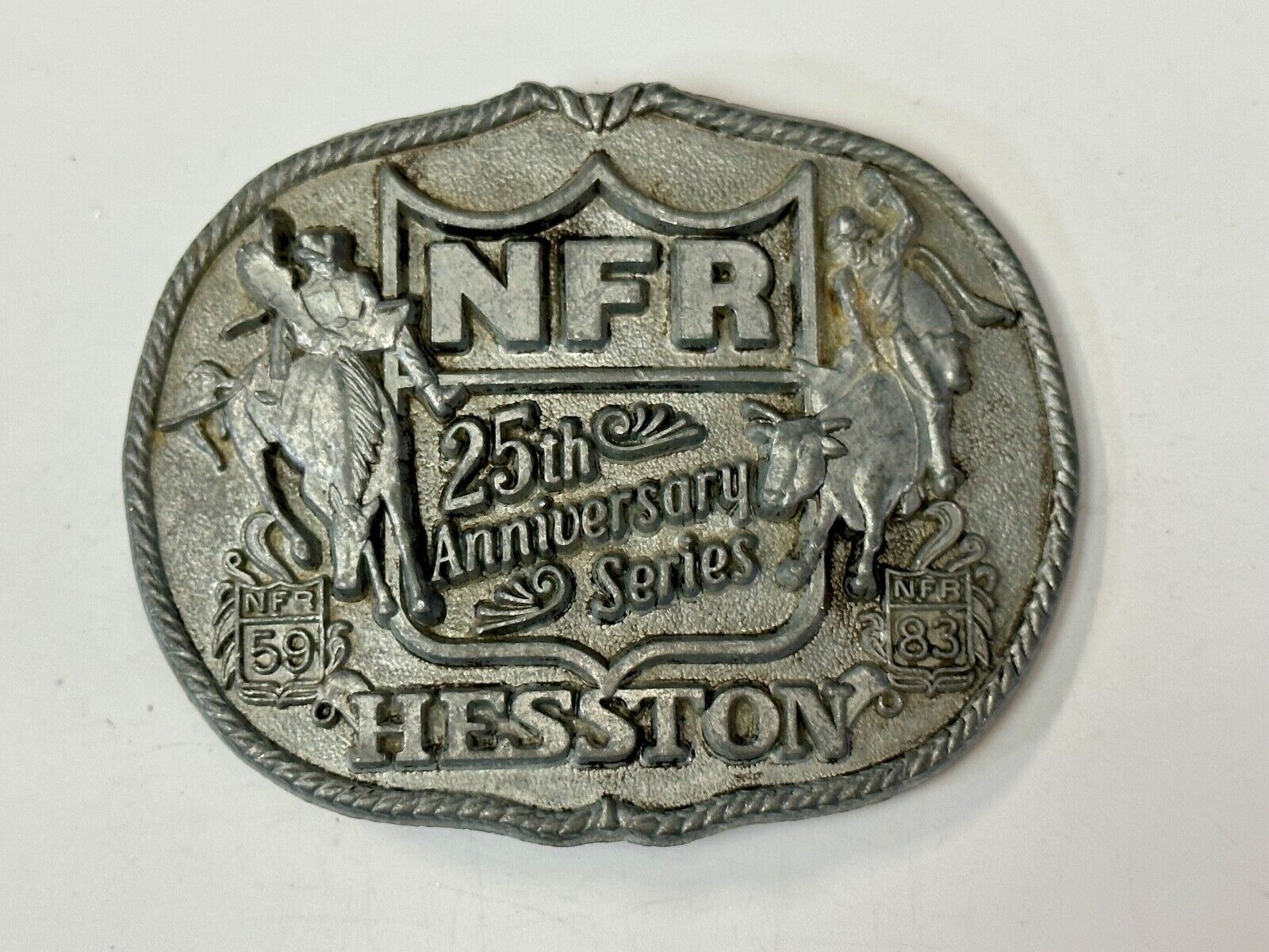 1983 Hesston National Finals Rodeo 25th Anniversary Adult Collectors Belt Buckle