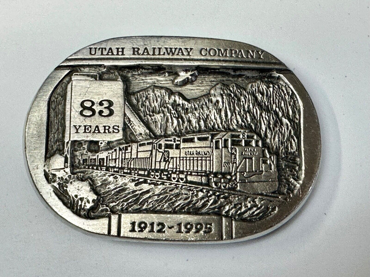 Utah Railway Co Vtg Train Railroad 83 Years - Gary Prazen Sculpture Belt Buckle