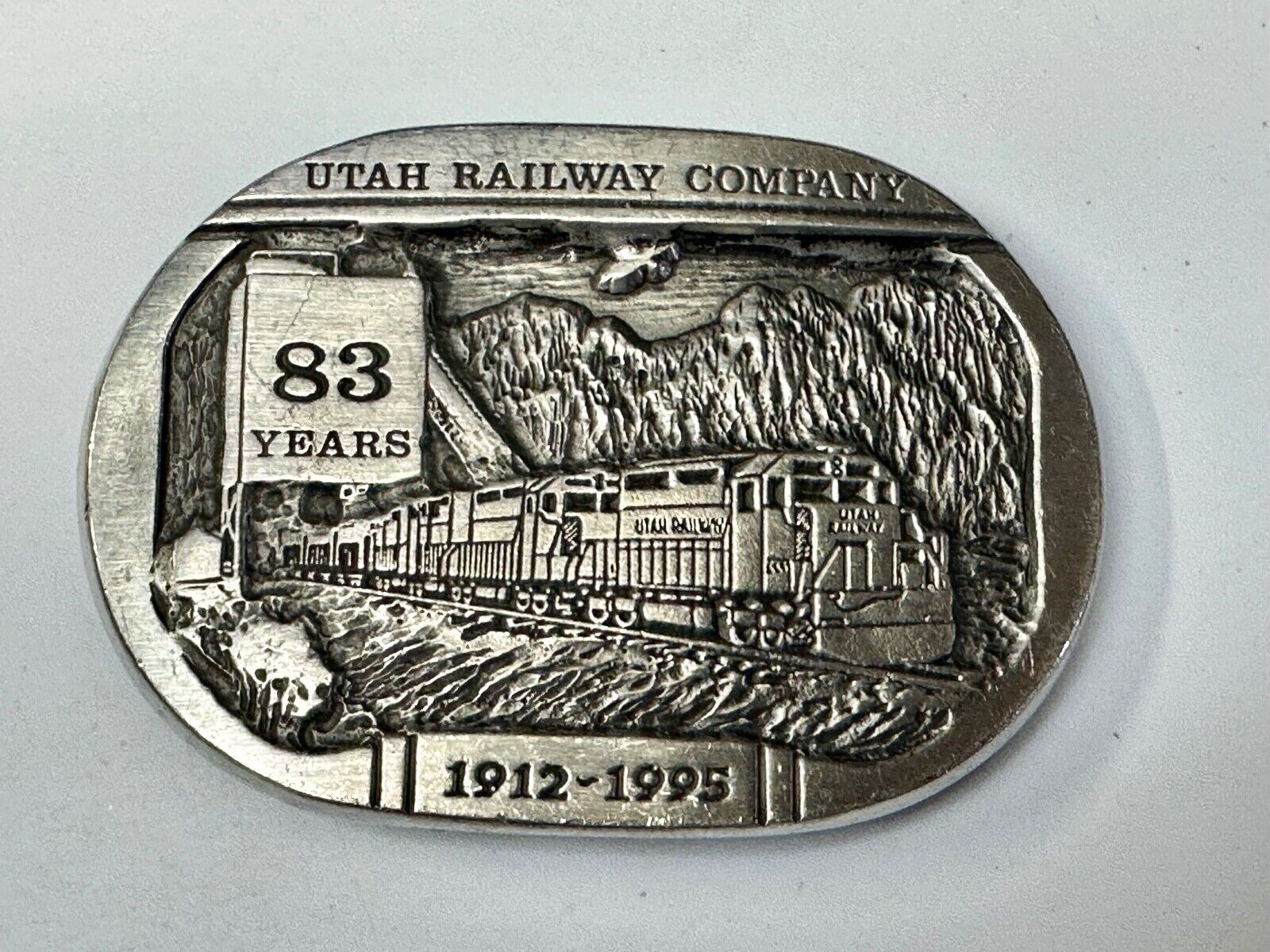 Utah Railway Co Vtg Train Railroad 83 Years - Gary Prazen Sculpture Belt Buckle