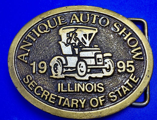 Antique Auto Show Secretary Illinois State 1995 Vintage Collectors Belt Buckle