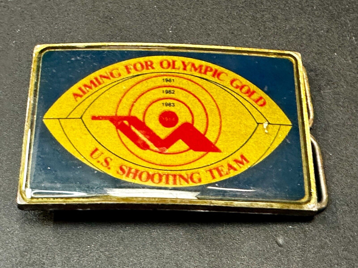 US Shooting Team Los Angeles 1984 Aiming for Olympic Gold Vintage Belt Buckle