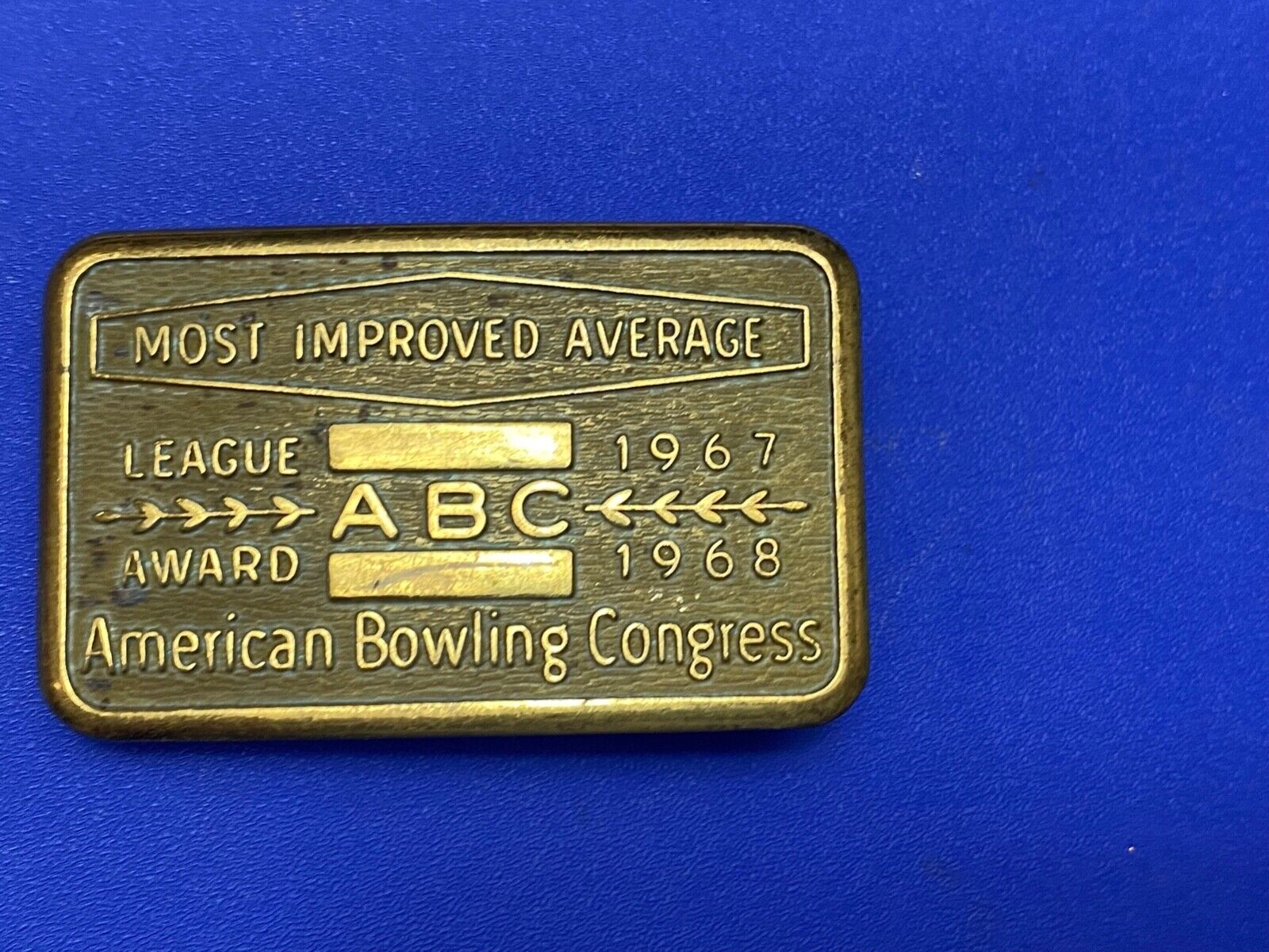 ABC Bowling Bowler's BLANK Most improved average award belt buckle NOT engraved!
