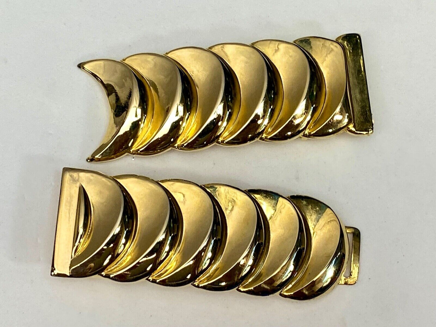 6.5" Wide! Gold Tone Interlocking Two Piece Scarf Belt Clips Tie Buckle 