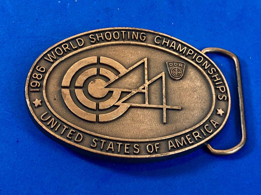  *Vintage ISSF 44TH "1986 World Shooting Championships  USA" Belt Buckle EUC DOR