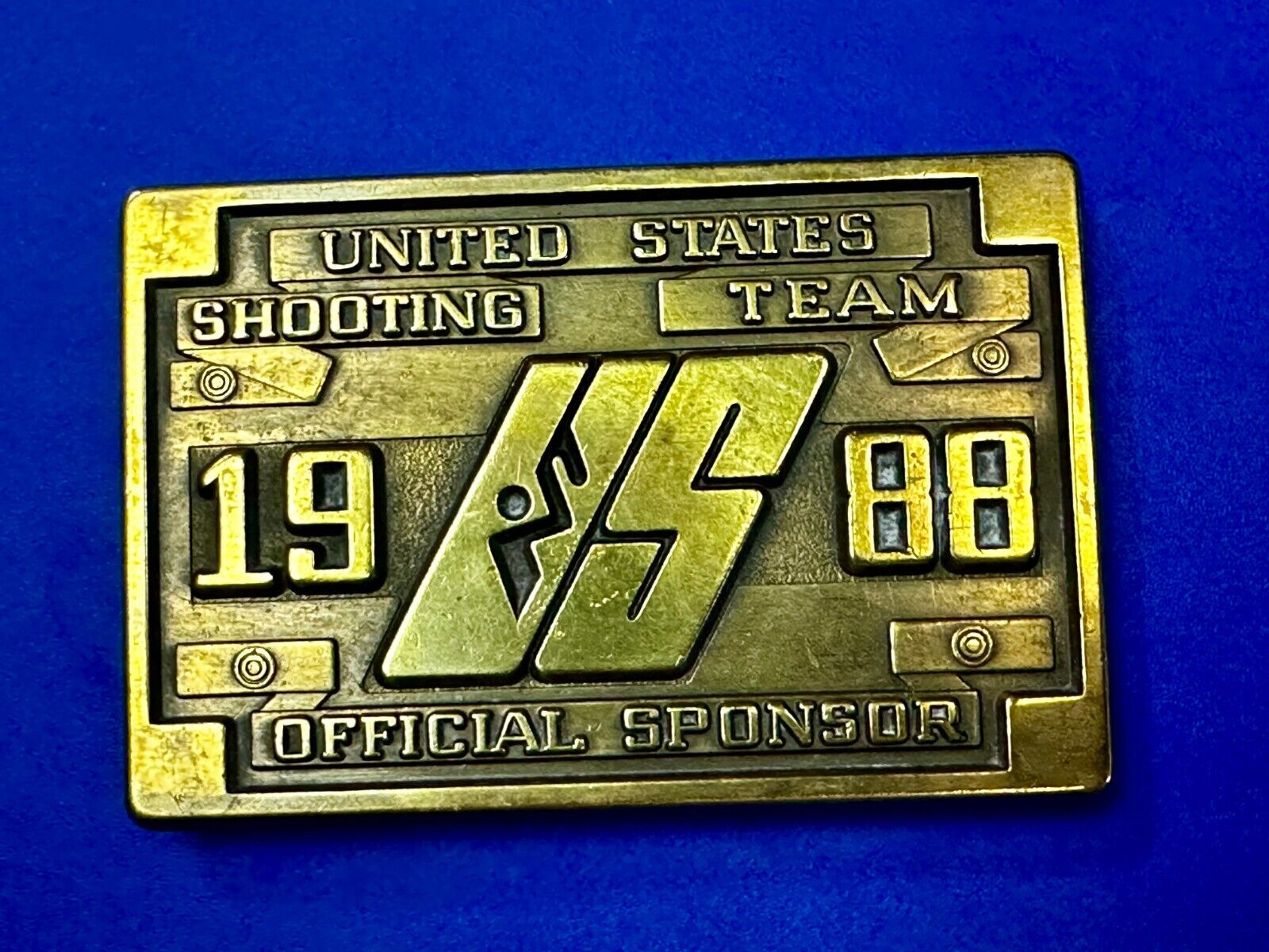 United States Shooting Team 1988 Official Sponsor Seoul Korea Belt Buckle