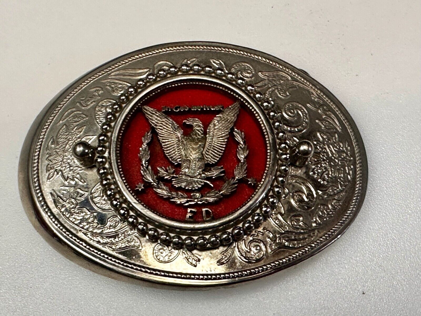 United States of America Flying Eagle Belt Buckle - Use For Silver Dollar Coin