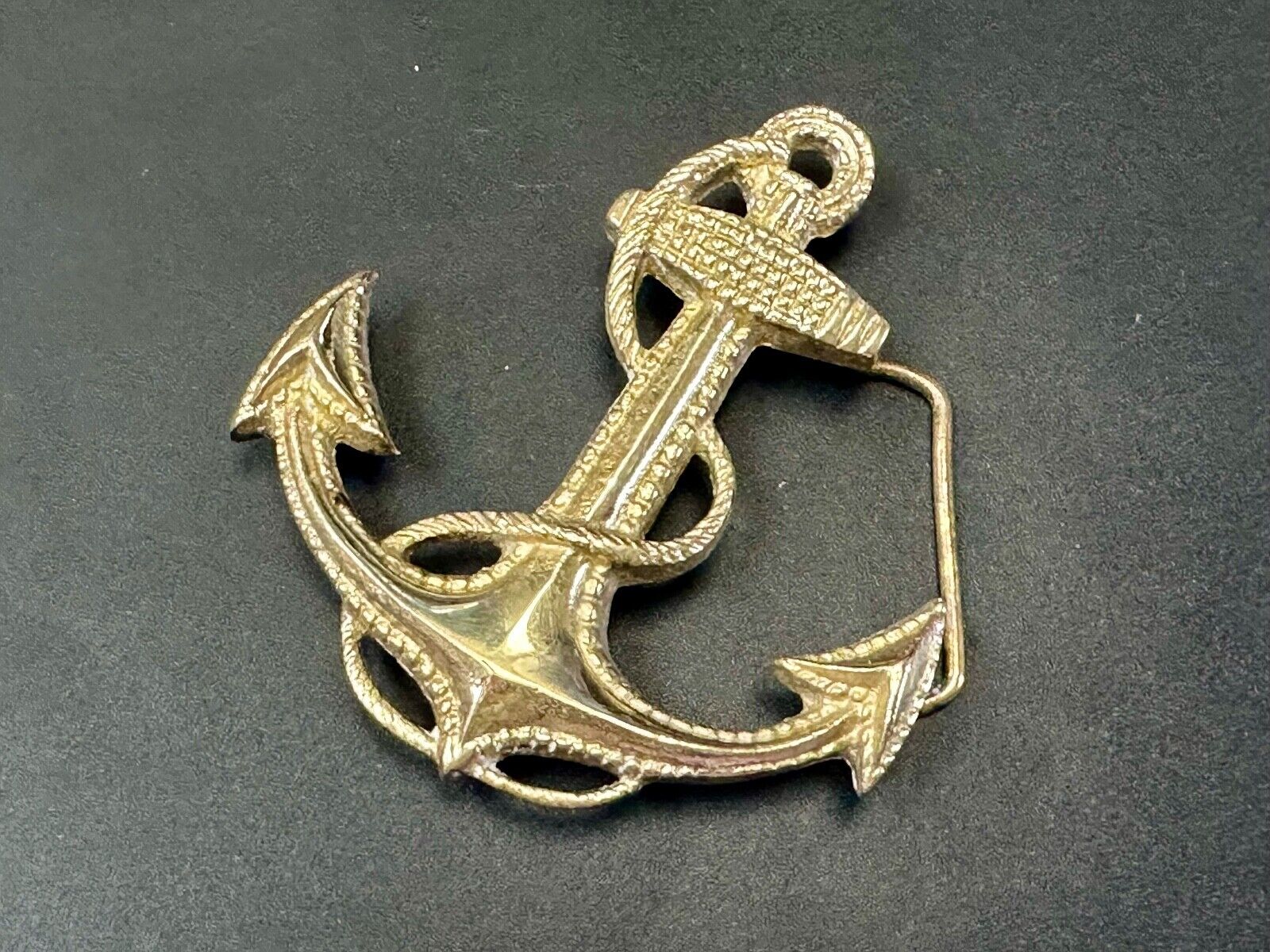 Anchor and Rope Maritime nautical large 4" wide figural Belt Buckle stamped 189