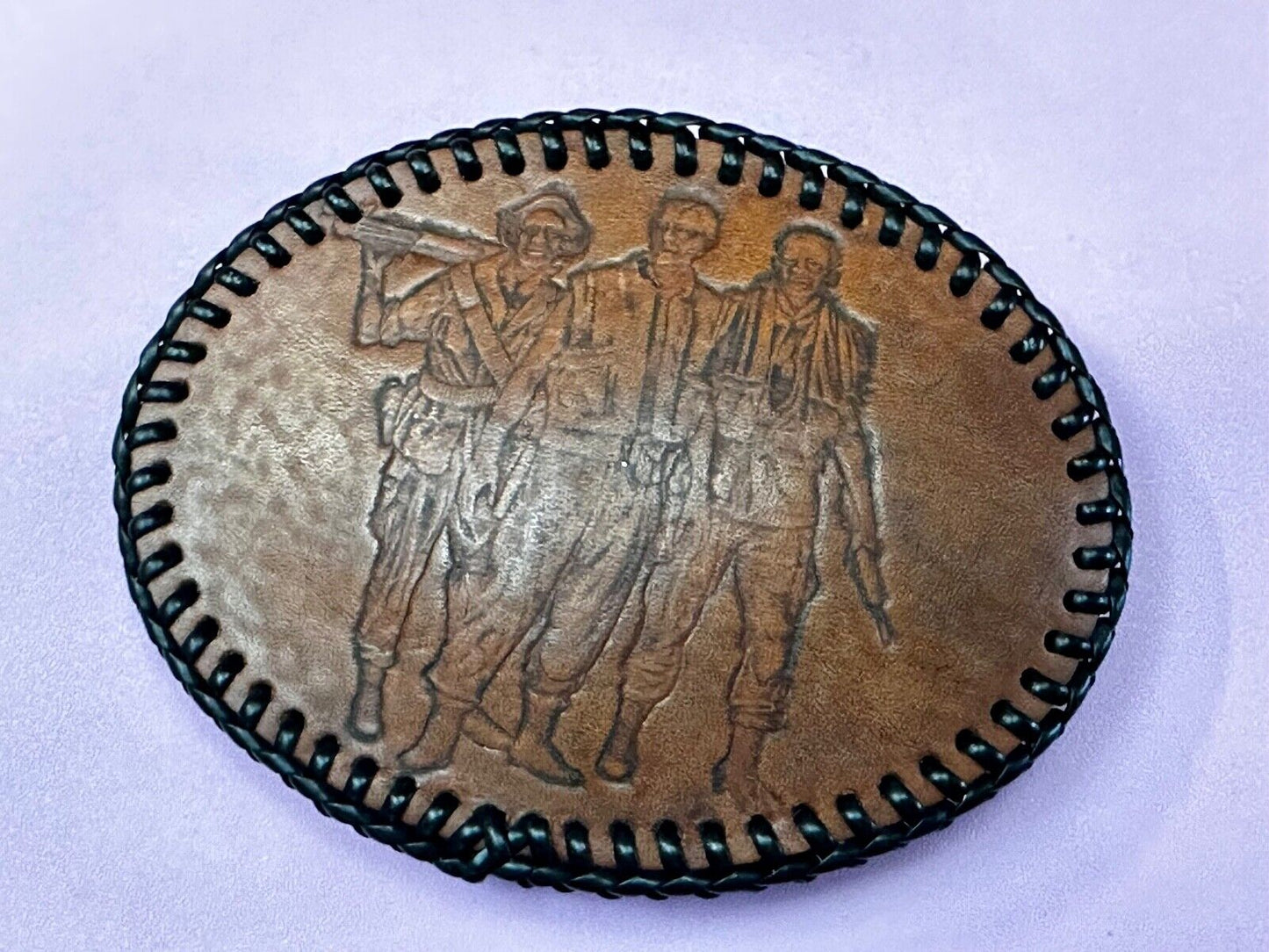 Vietnam War Memorial The Three Soldiers Statue Leather Vintage Belt Buckle