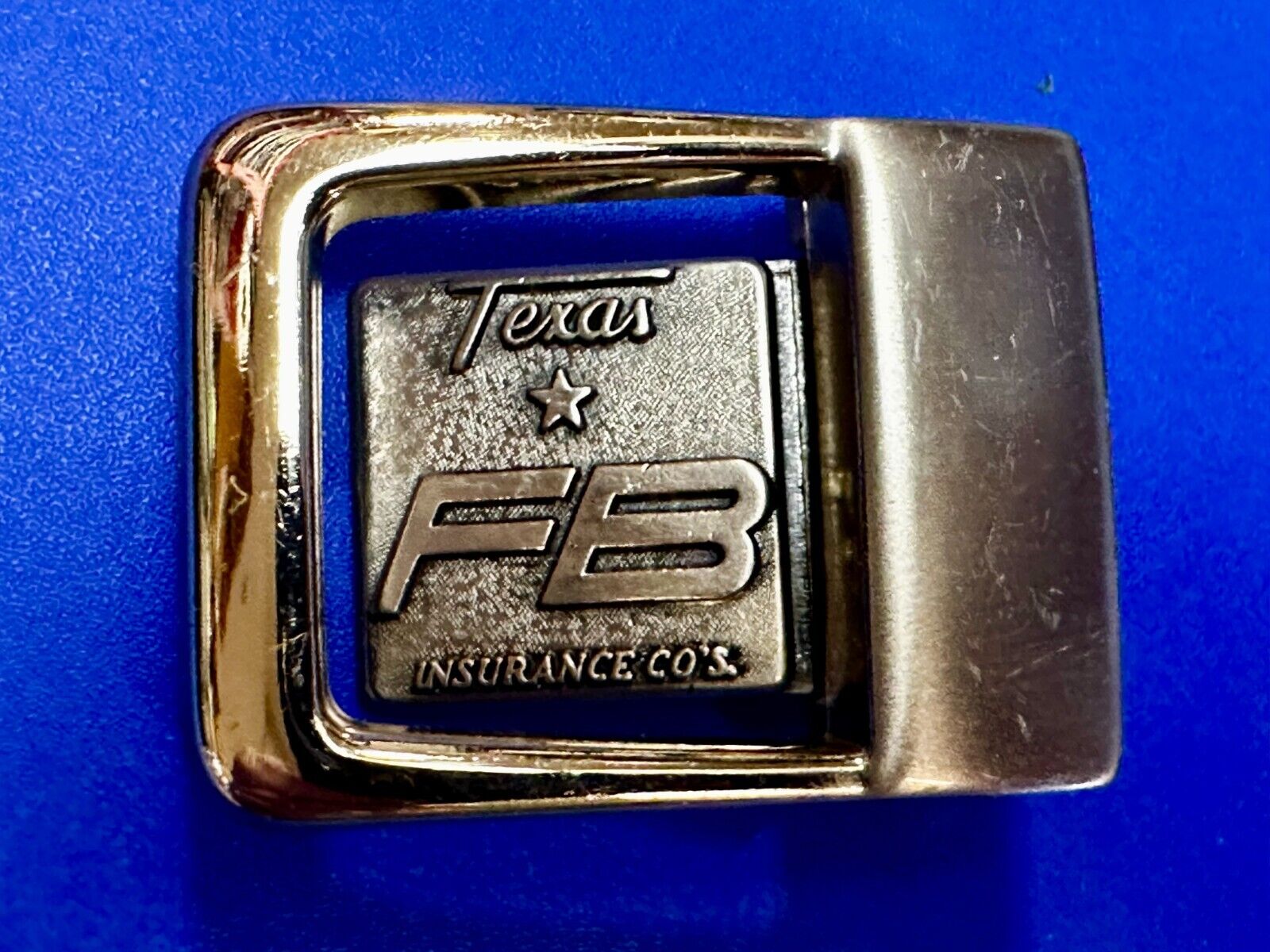 Texas Fb Insuriance Co Vintage Small Swing Out Gold Tone Belt Buckle
