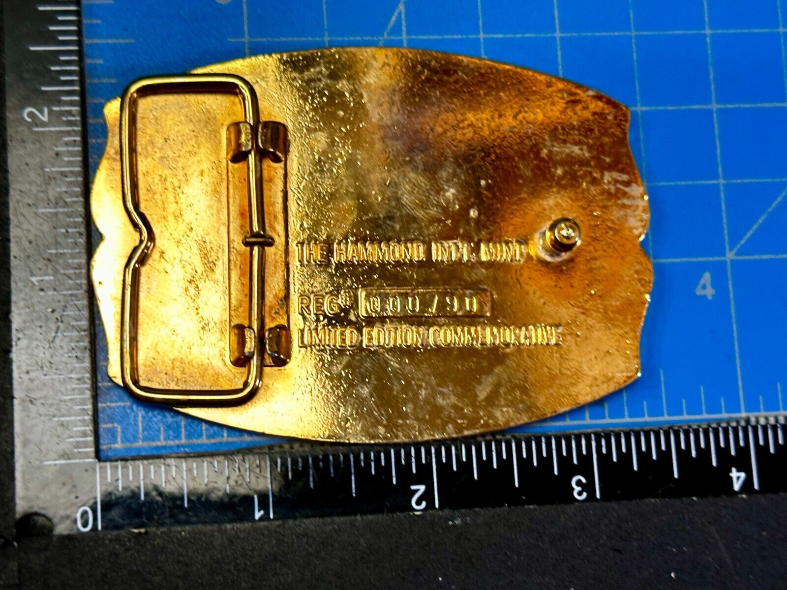 USA France Lady Liberty Statue Commemorative two tone Hammond Mint Belt Buckle