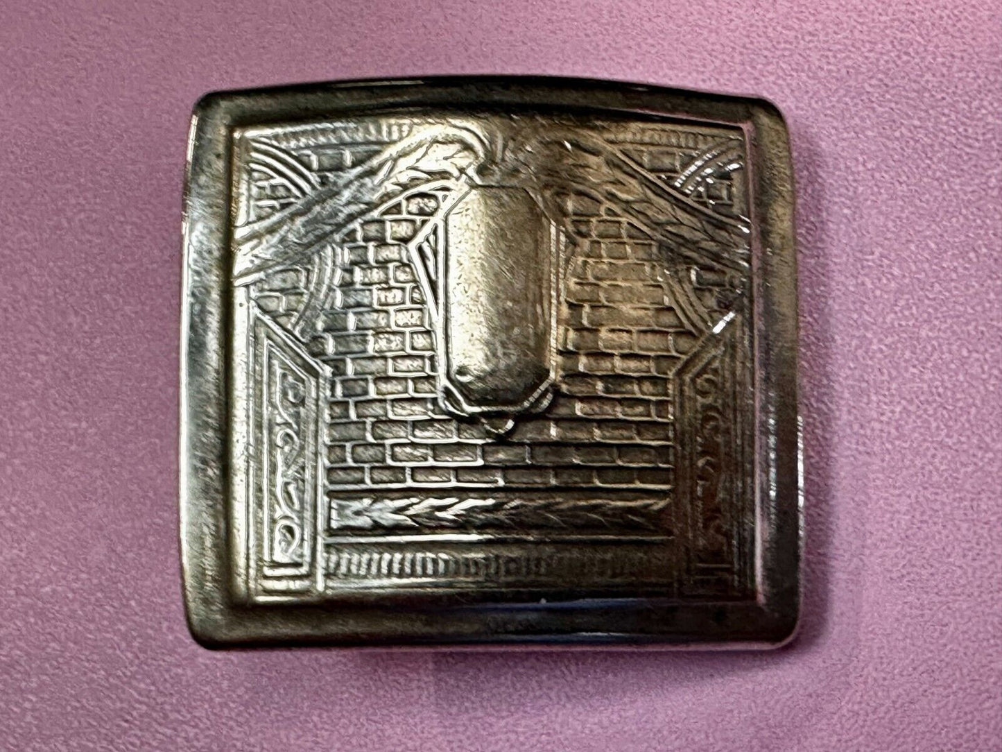 Antique Silver Gold Inlay Belt Buckle Ready To Engrave Letter Monogram Initial