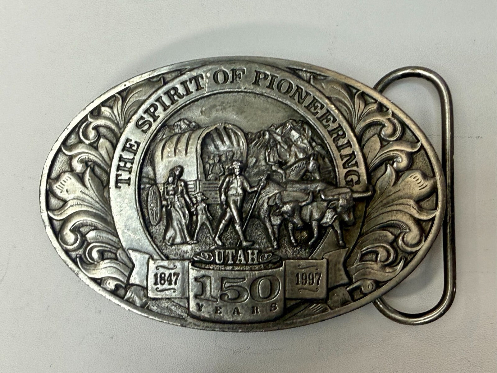 Utah State The Spirit of Pioneering 150 years Vintage Ring Masters Belt Buckle