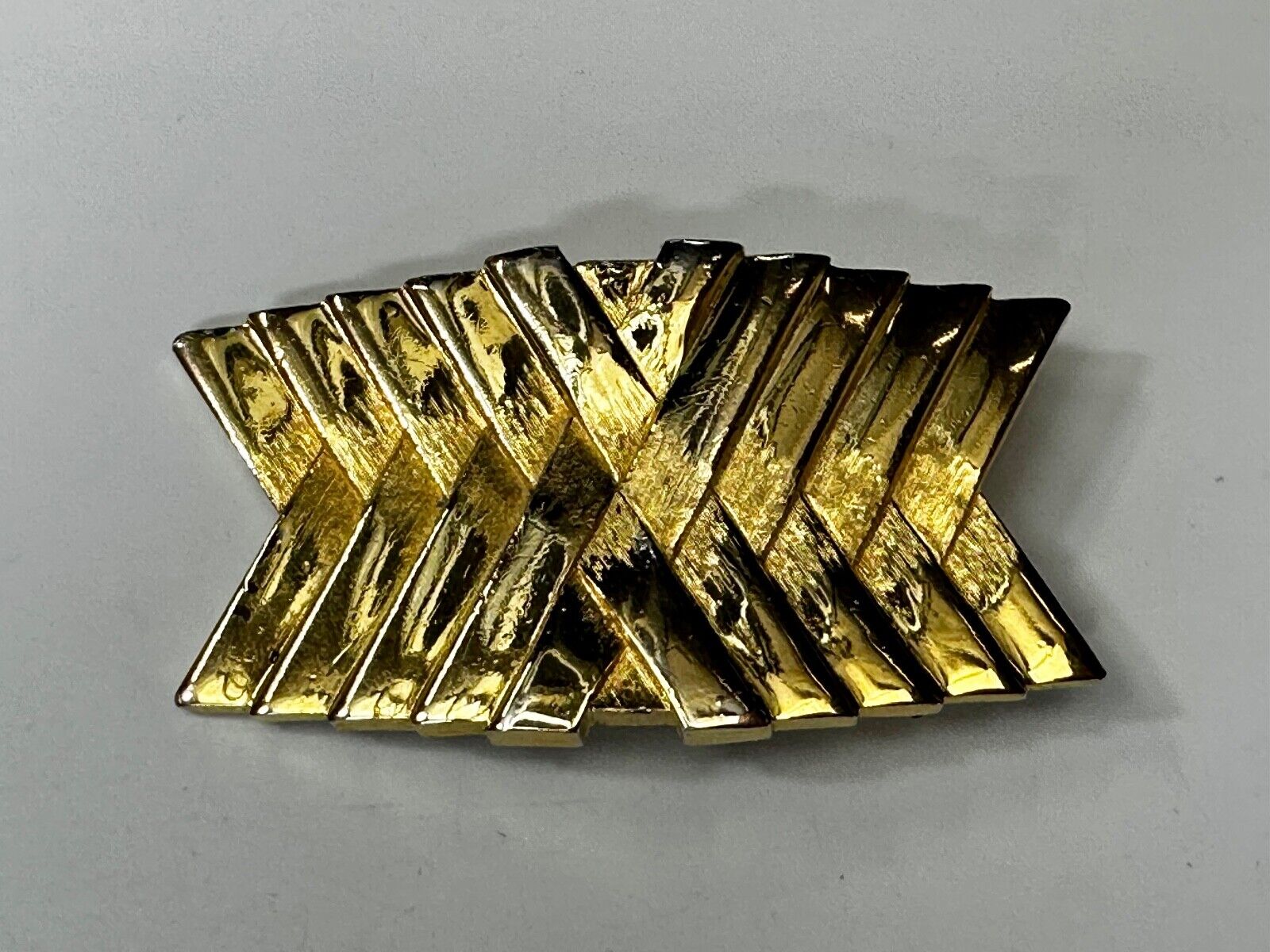 Abstract X Patten Design Hippy Boho Vibe Large Gold Tone Vintage Belt Buckle