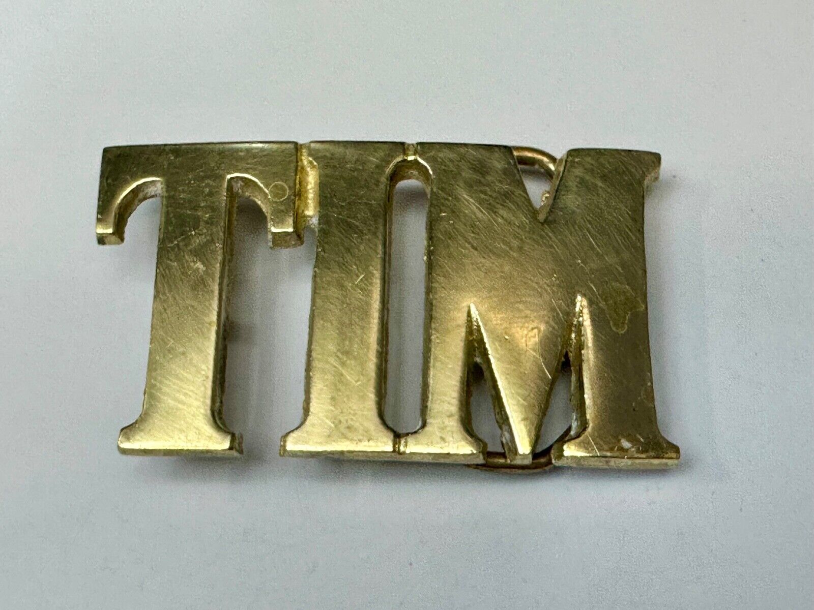 TIM Custom Name in cutout block letters solid brass belt buckle - Taiwan ROC