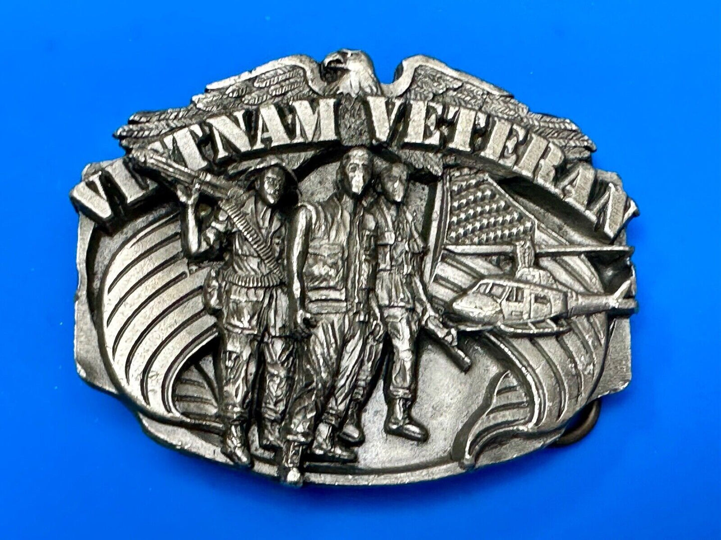 Vietnam Veterans Military Army Hero Vintage 1980's Pewter Siskiyou Belt Buckle