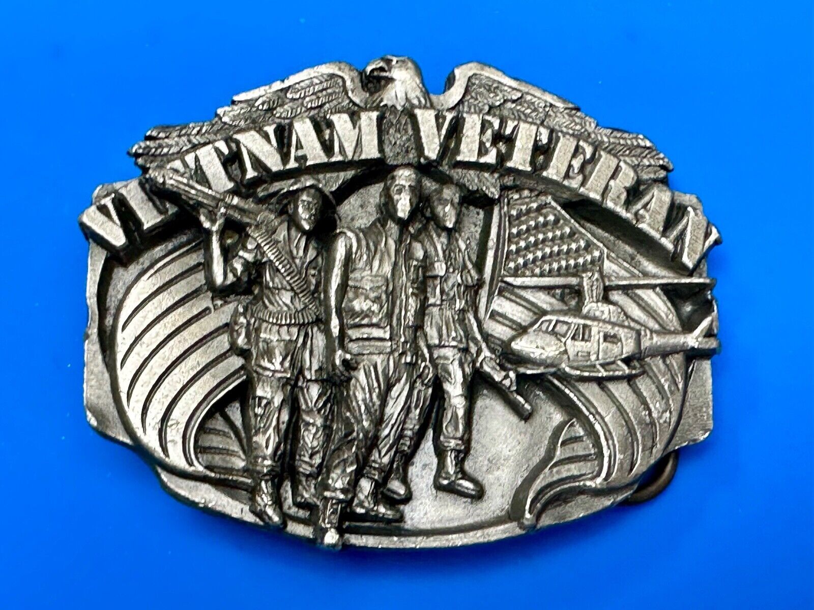 Vietnam Veterans Military Army Hero Vintage 1980's Pewter Siskiyou Belt Buckle