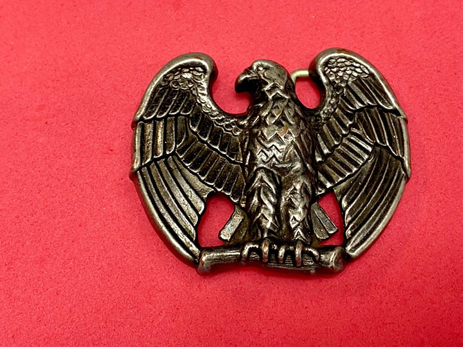 Vintage Avon 70s Patriotic American Eagle cutout shaped Silver Tone belt buckle
