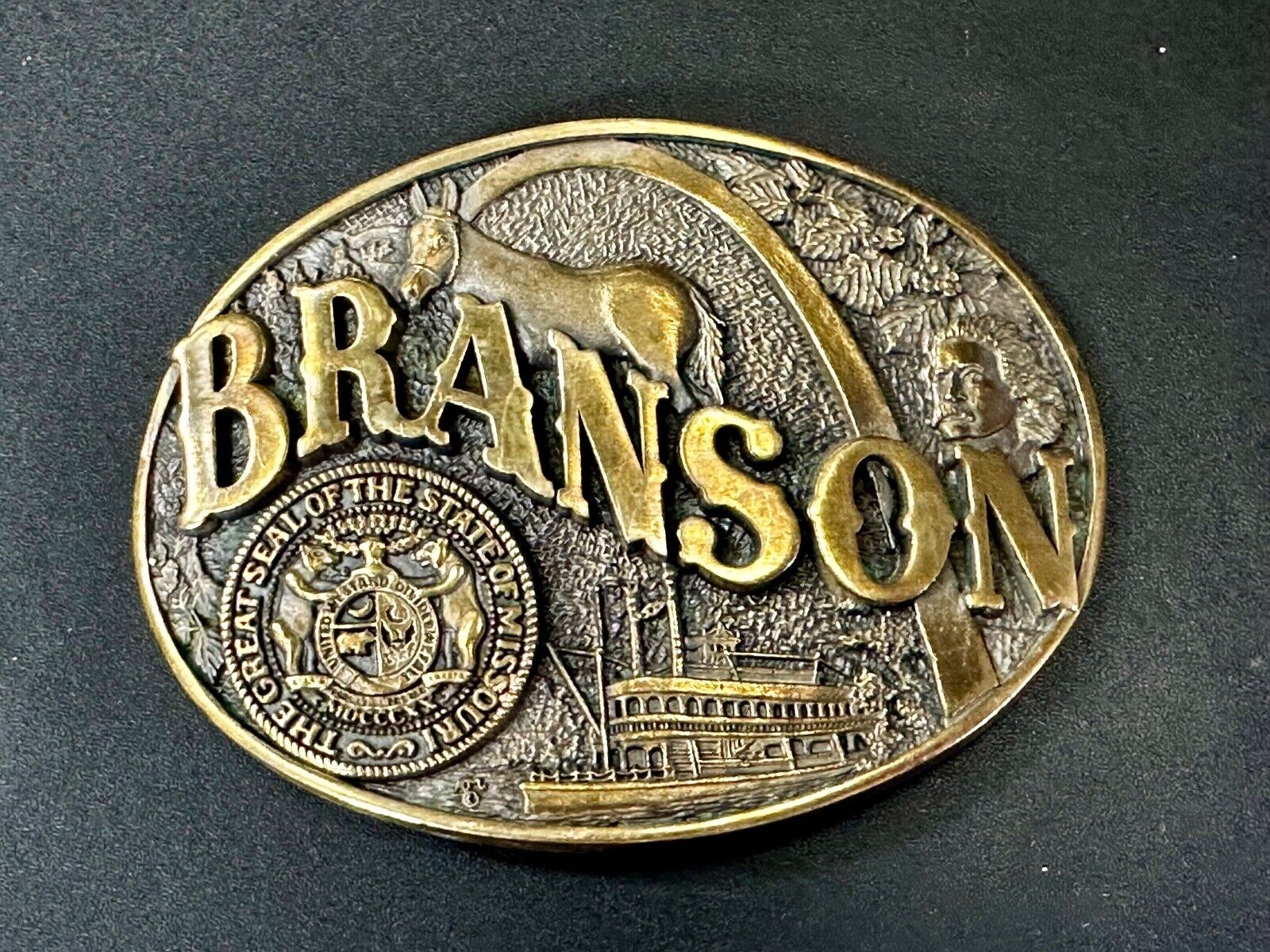 The Great Seal of the State of Missouri Branson Brass Commemorative Belt Buckle