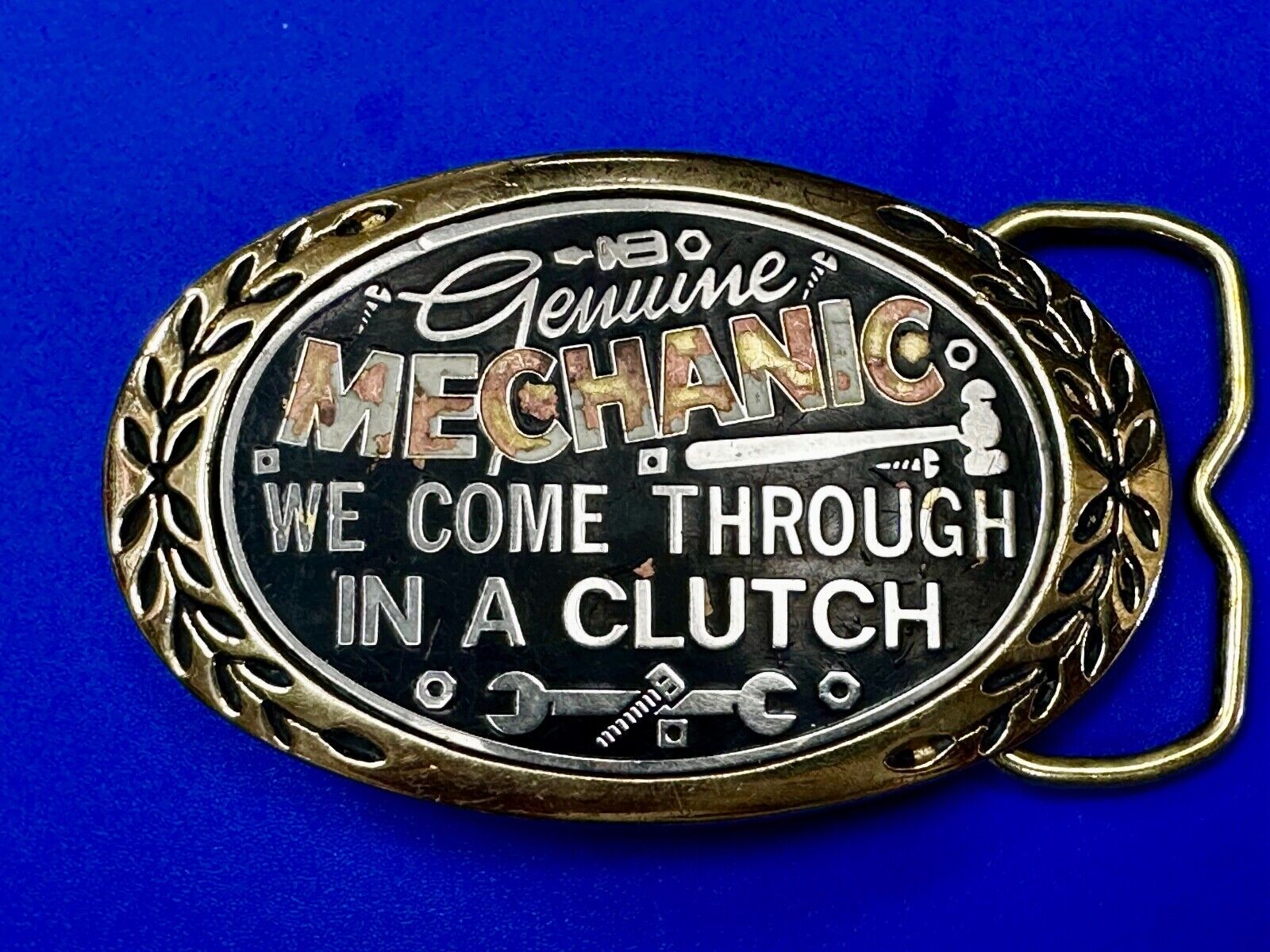 A Genuine Mechanic We come through in a clutch -Aminco 1980 Brass Belt Buckle