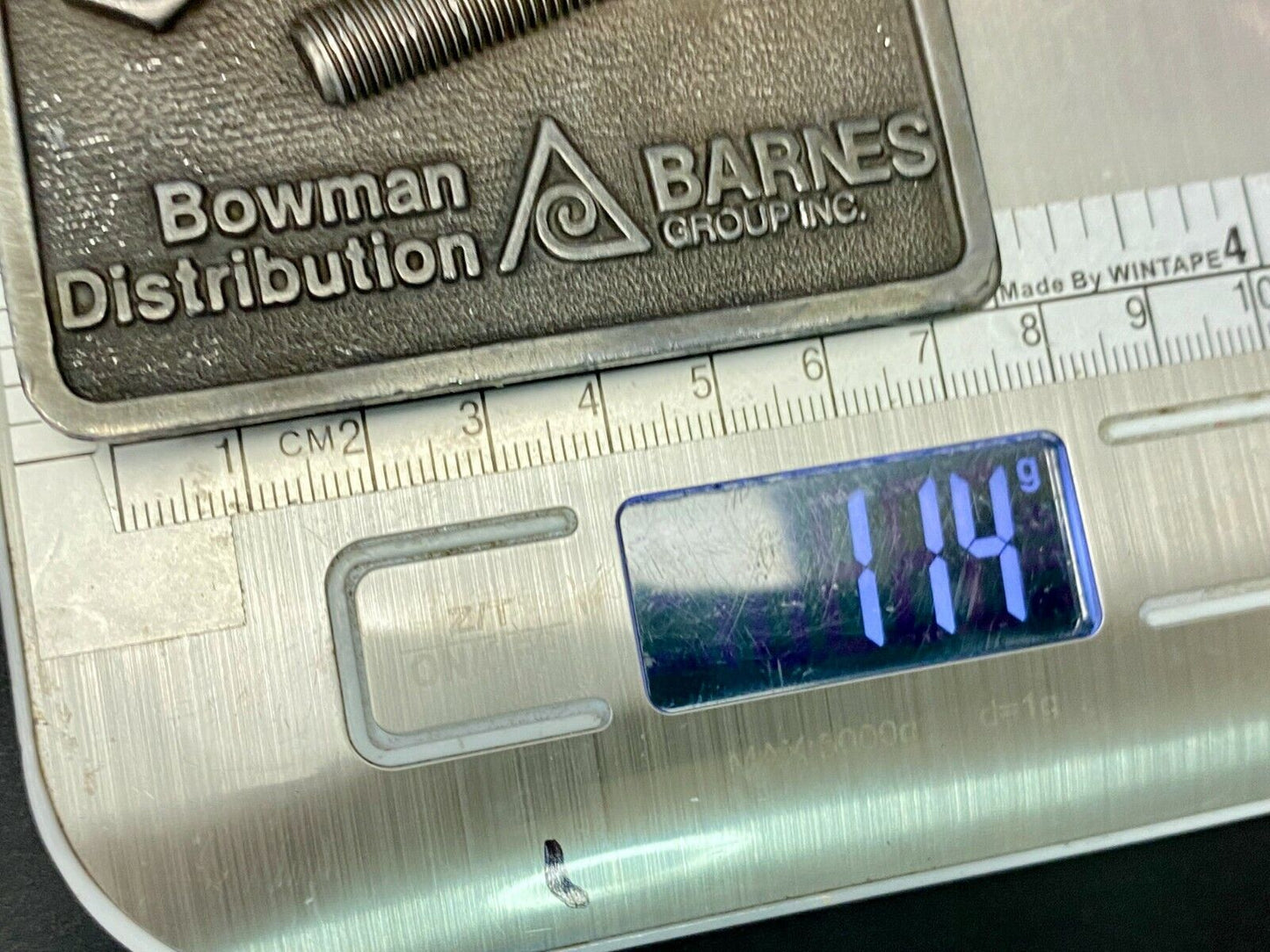 VINTAGE 1970s **BOWMAN DISTRIBUTION BARNES GROUP INC.** BELT BUCKLE 