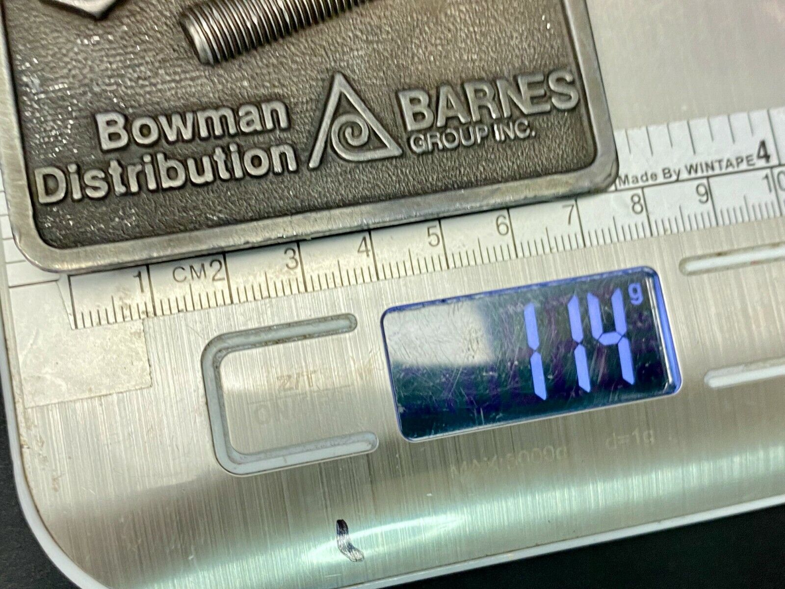 VINTAGE 1970s **BOWMAN DISTRIBUTION BARNES GROUP INC.** BELT BUCKLE 