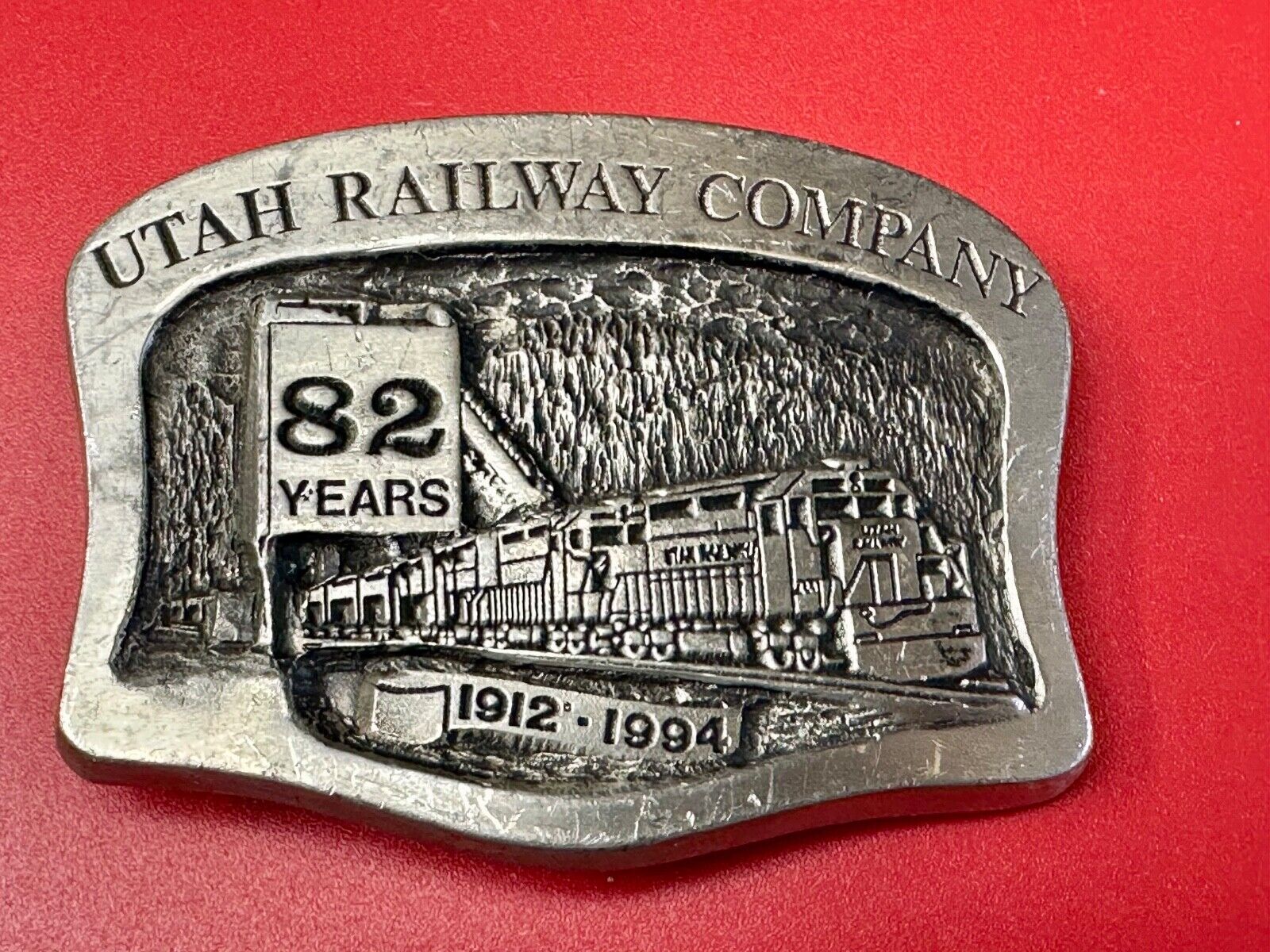 Utah Railway Co Vtg Train Railroad 82 Years - Gary Prazen Sculpture Belt Buckle