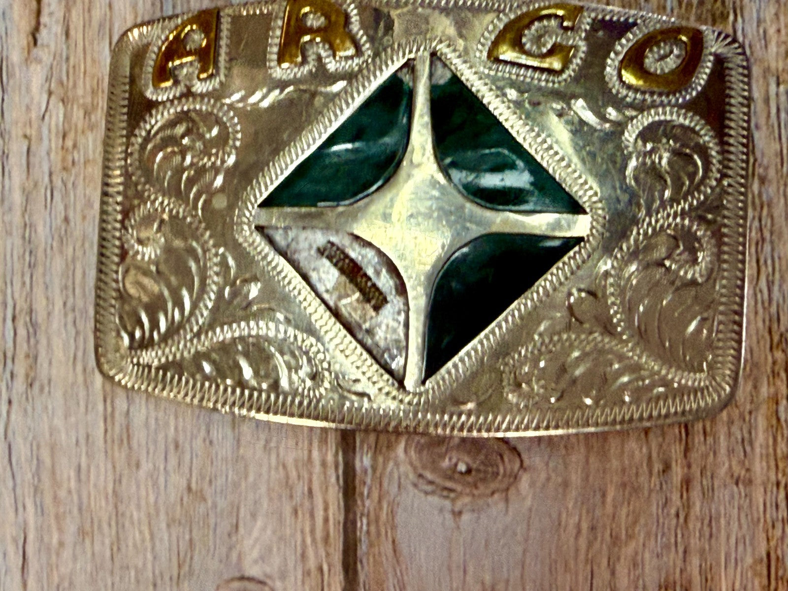 Arco Company?  Inlay Inlaid Western Engraved Vintage Belt Buckle - To Repair