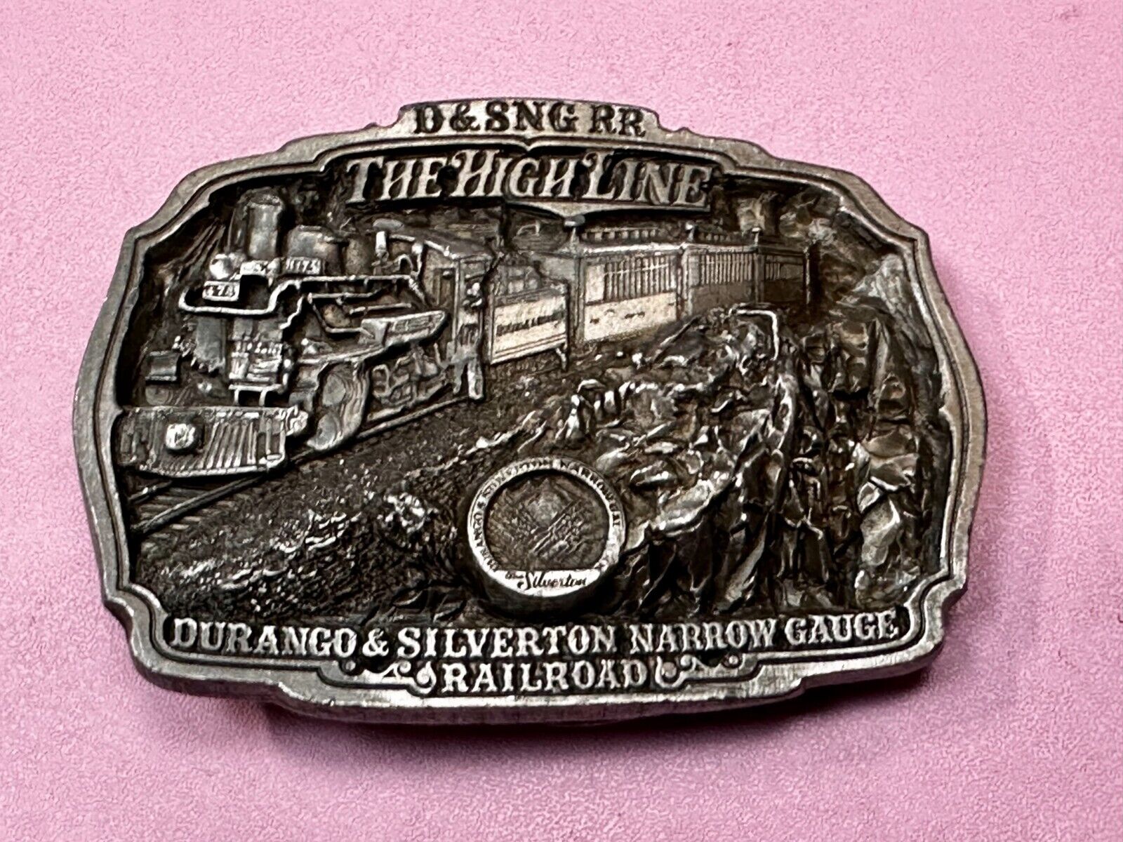 Train Rail Road Durango & Silverton Narrow Gauge C+J Vintage 1980s  Belt Buckle