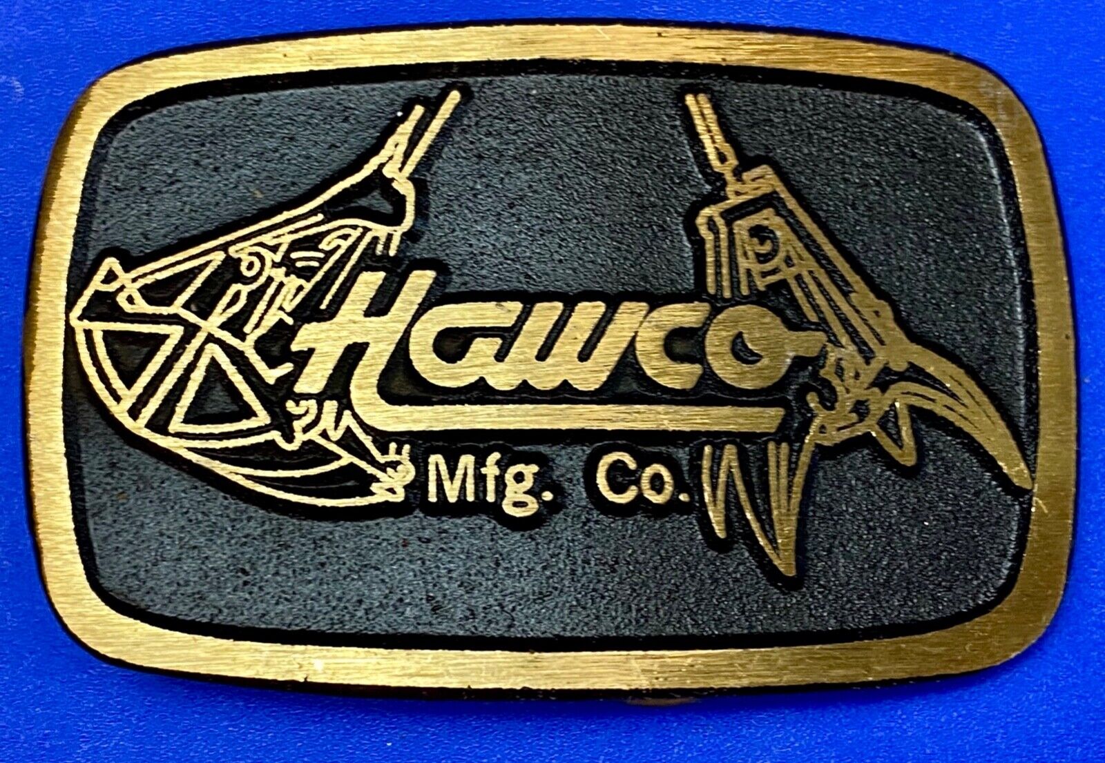 Vintage HAWCO MFG Co solid brass Dynabuckle belt buckle