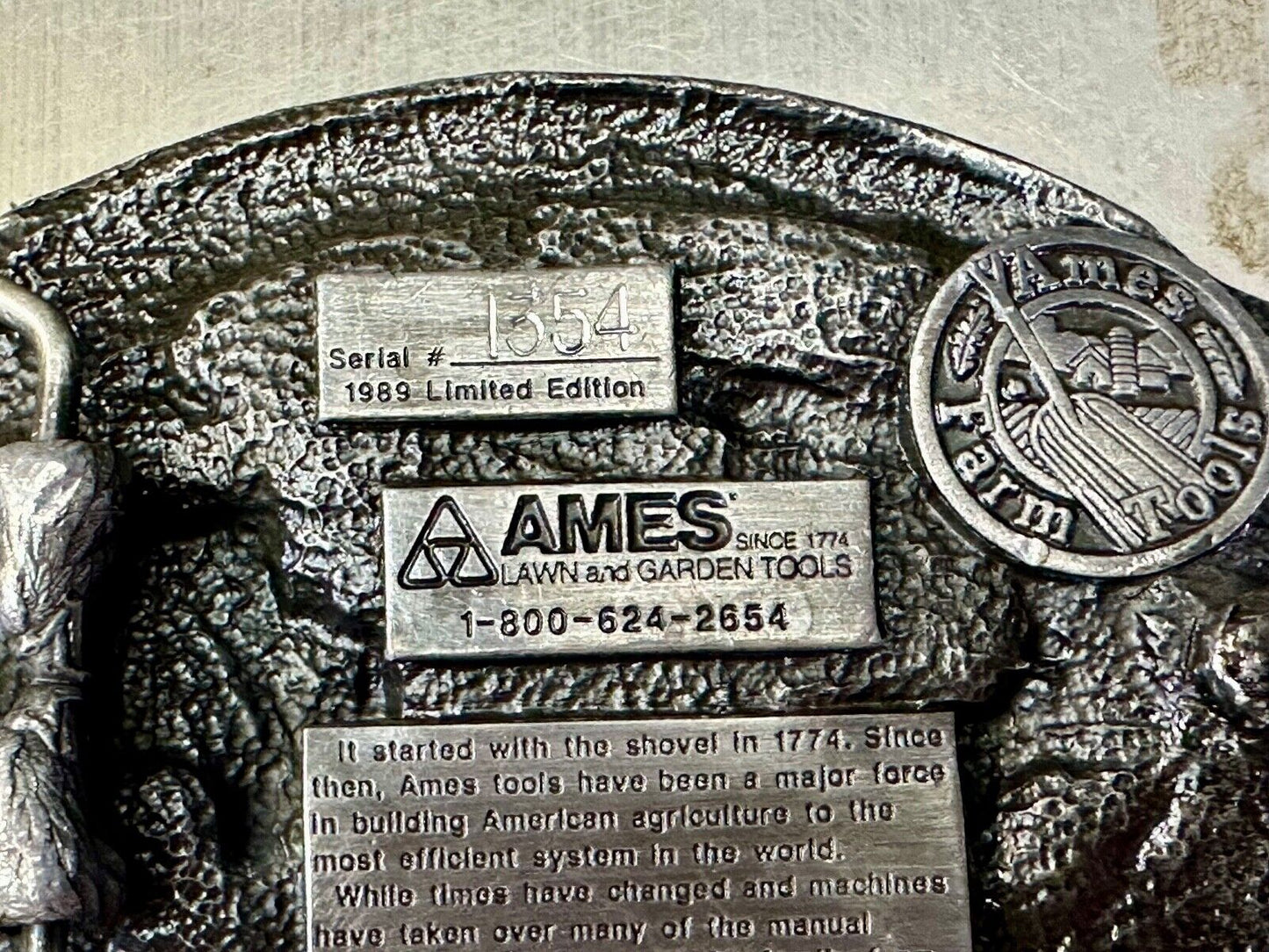 Ames Tools, helping America Grow 1989 Siskiyou Belt Buckle Lawn & garden supply