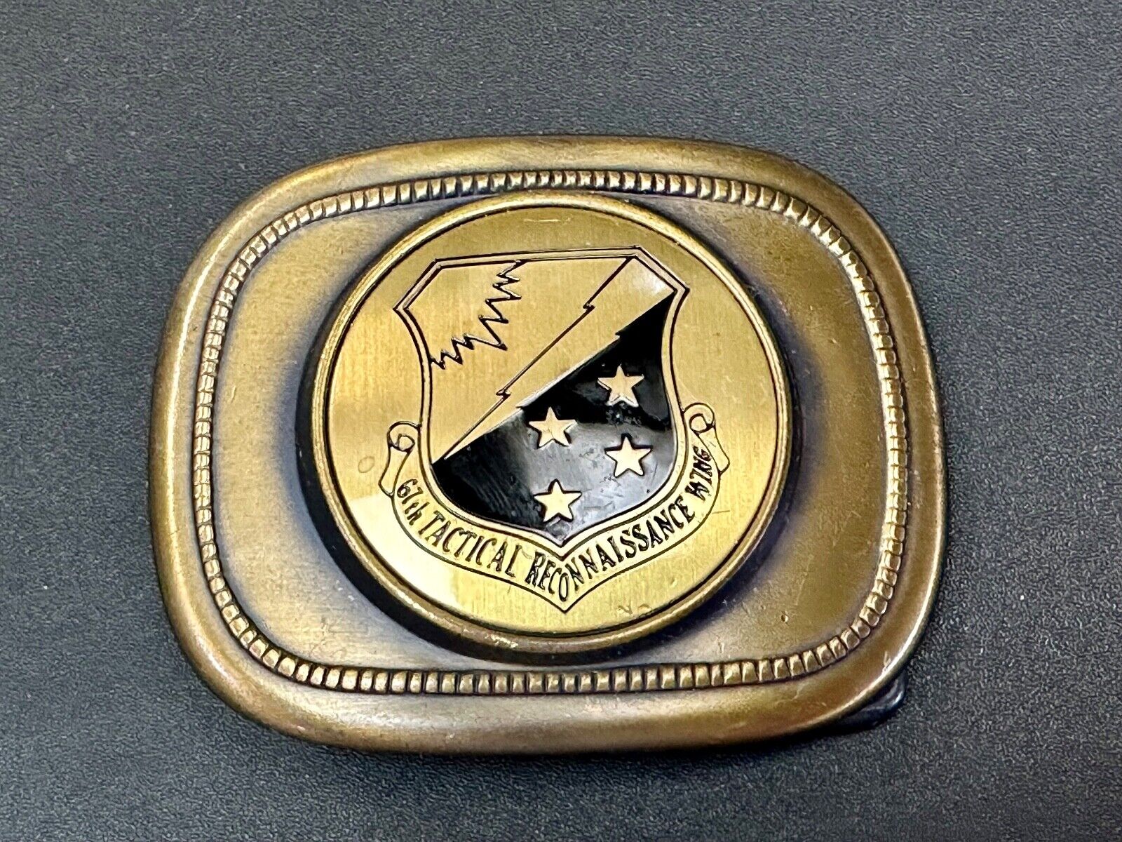 67th Tactical Reconnaissance Wing Dress Belt Buckle USAF Lux Ex Tenebris