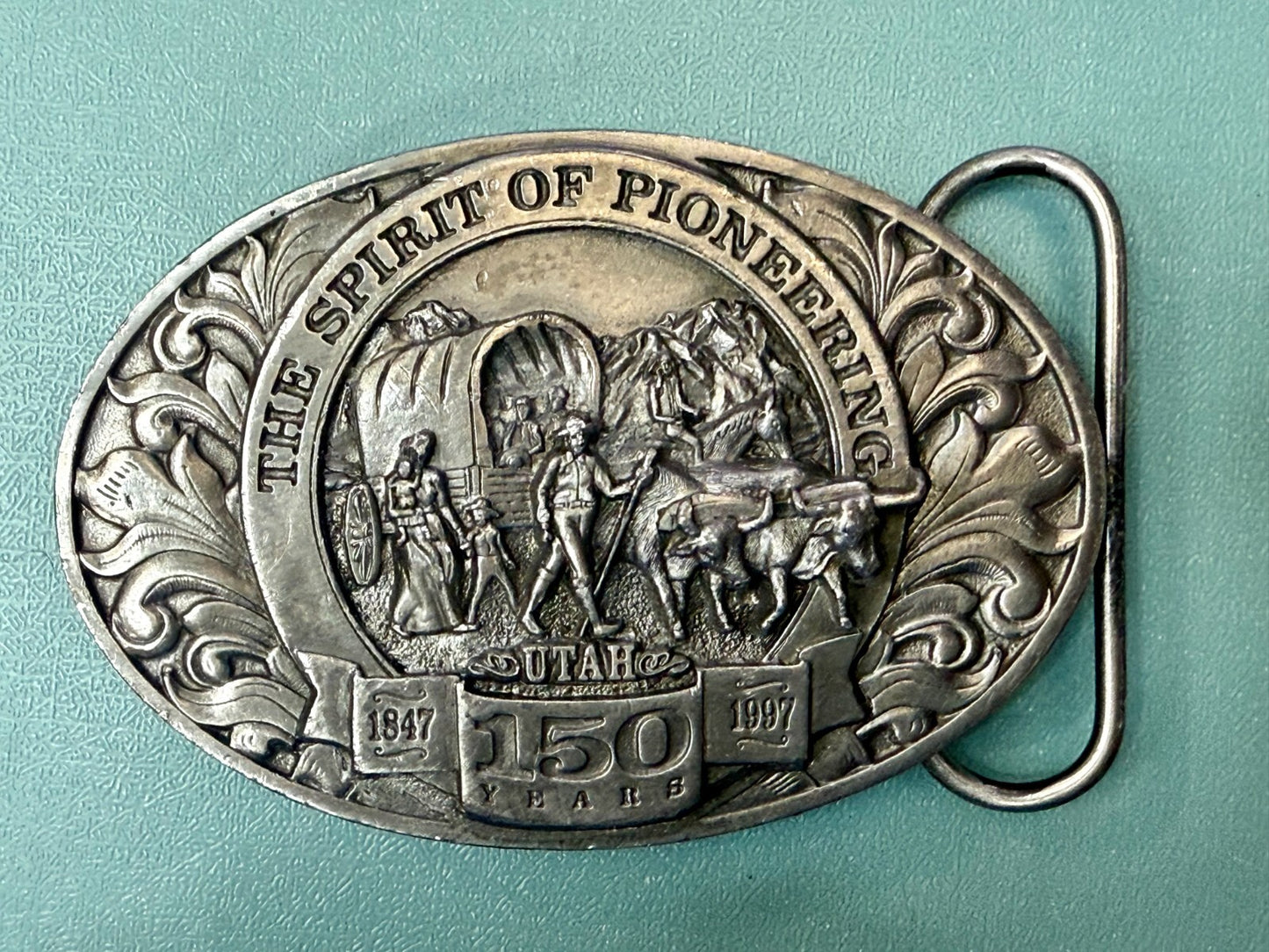 Utah State The Spirit of Pioneering 150 years Vintage Ring Masters Belt Buckle