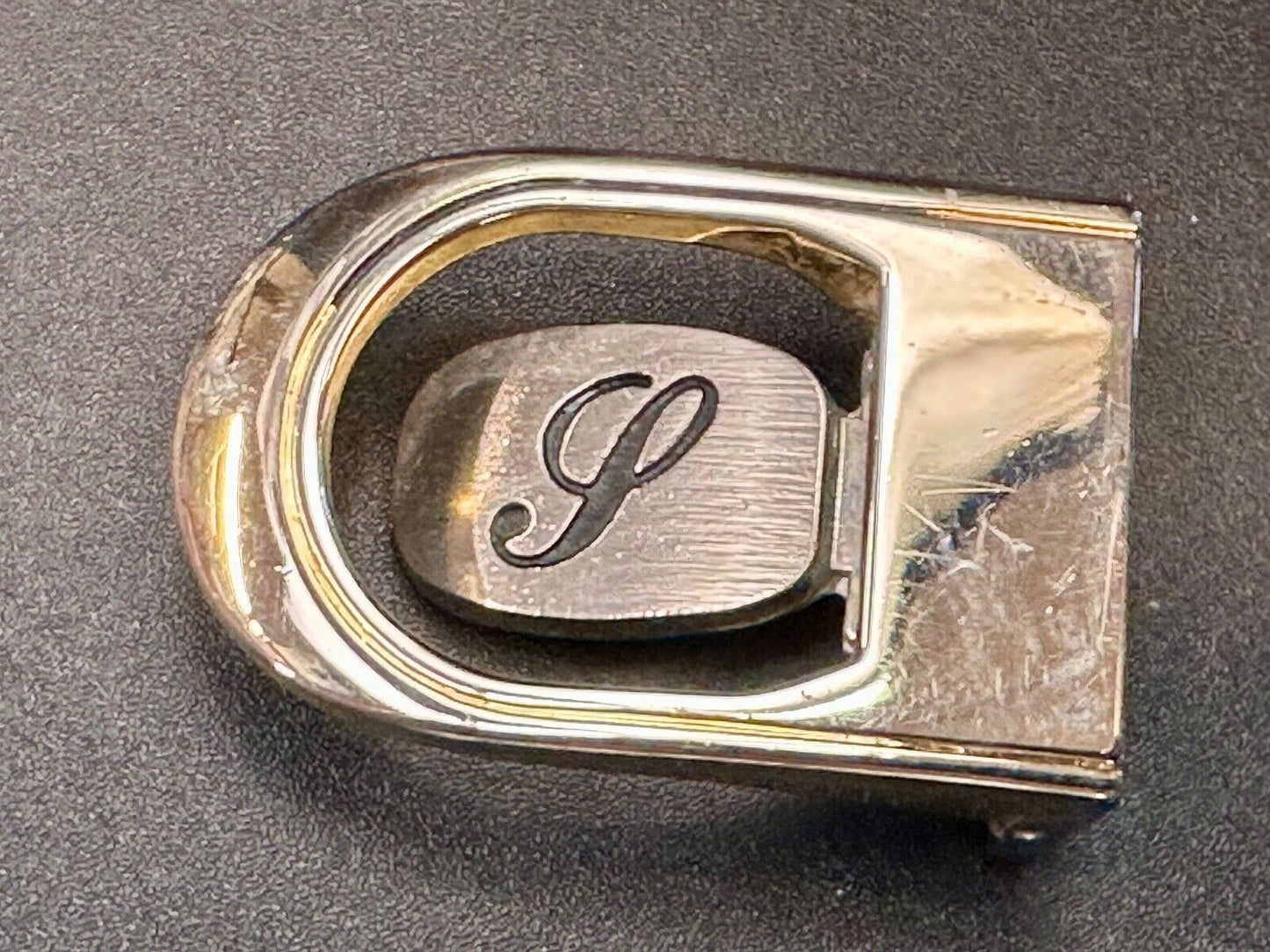 Vintage Letter monogram Initial P - Two Tone swinging belt buckle