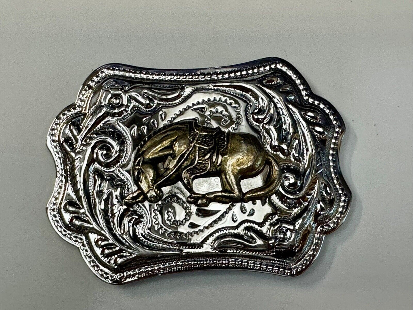 Two Tone Bucking Bronc Bronco Saddle Horse Rodeo vintage belt buckle
