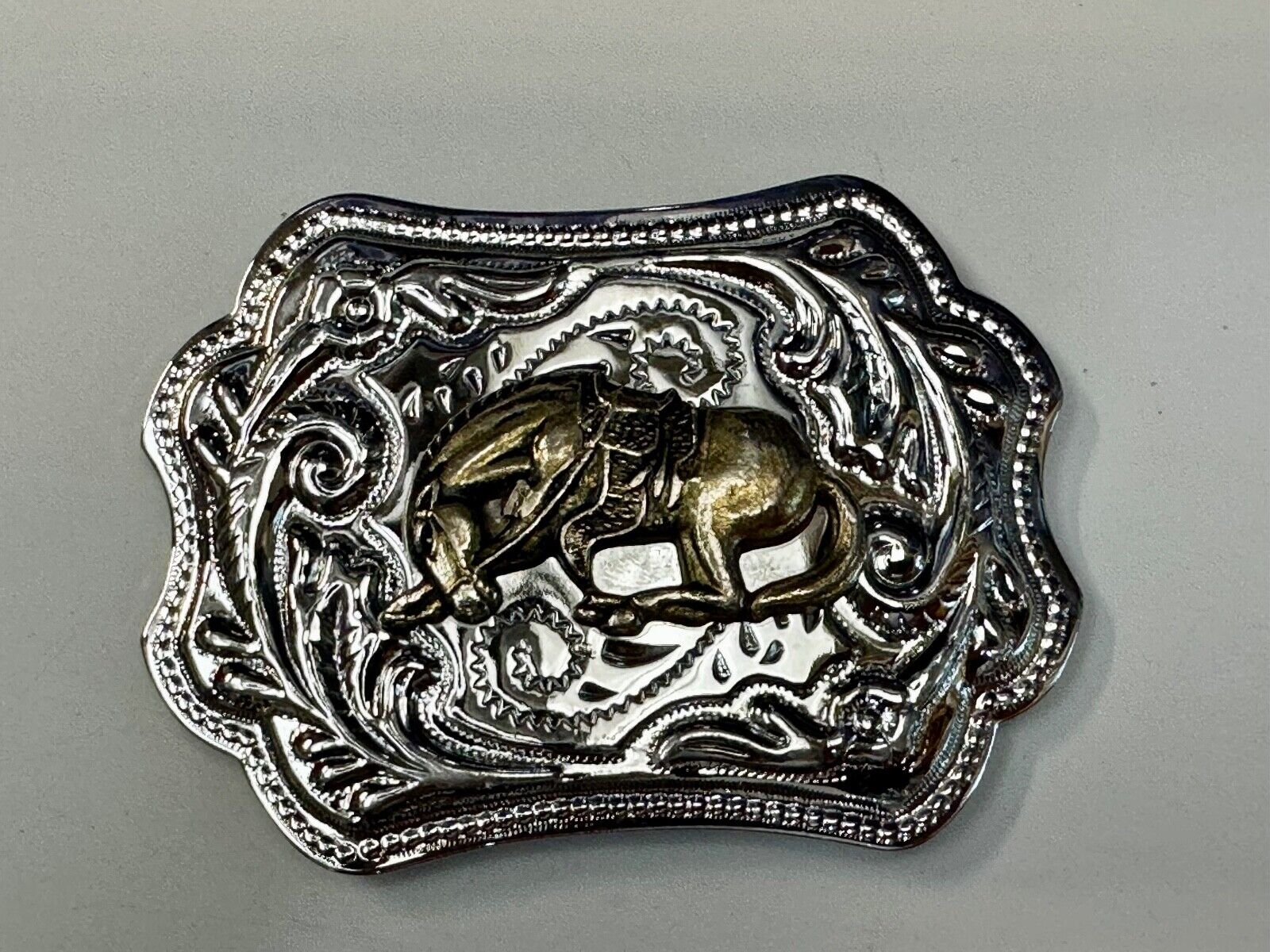 Two Tone Bucking Bronc Bronco Saddle Horse Rodeo vintage belt buckle