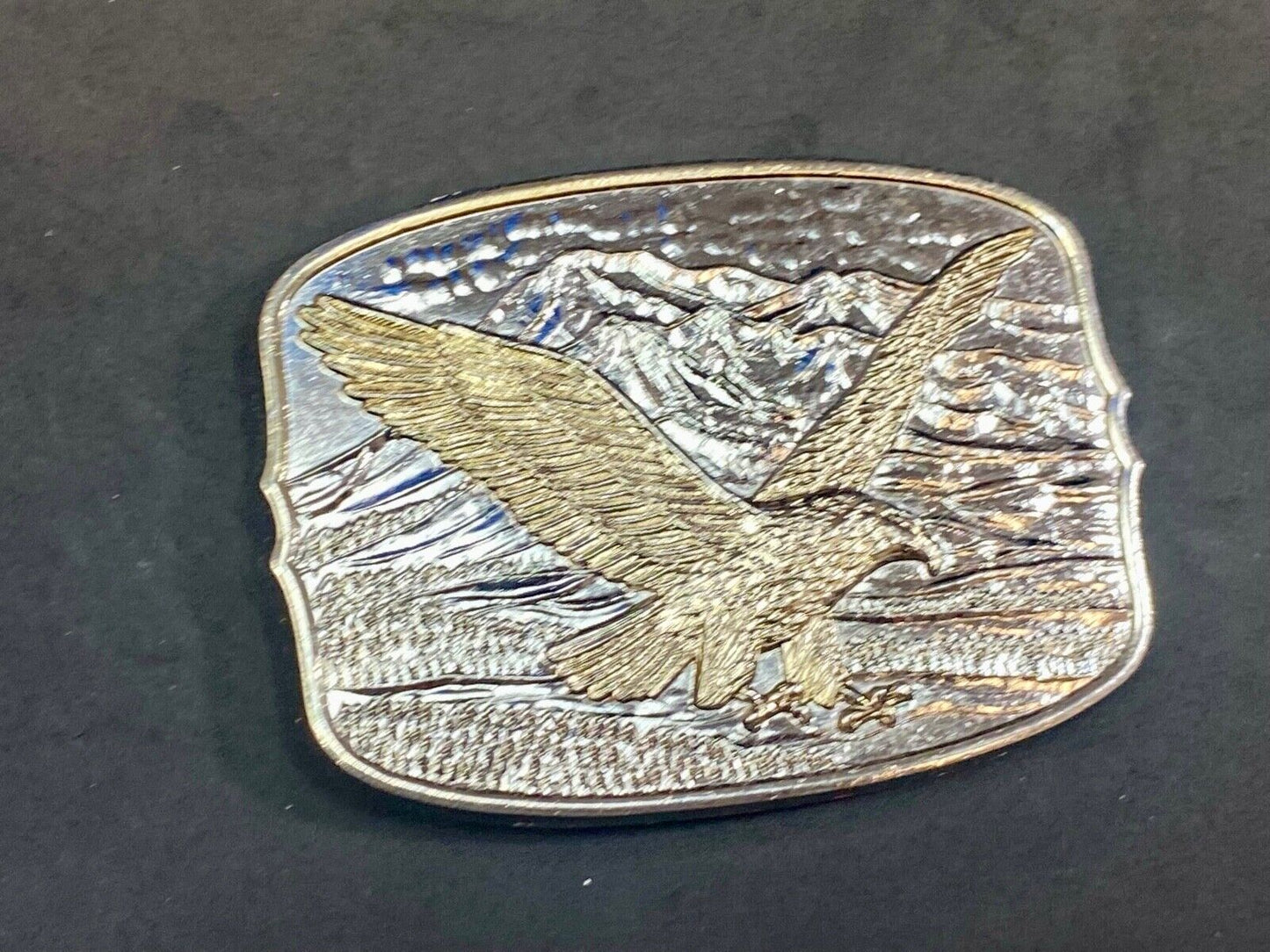 American Eagle Against Mountains Metal Numbered Belt Buckle Country Western